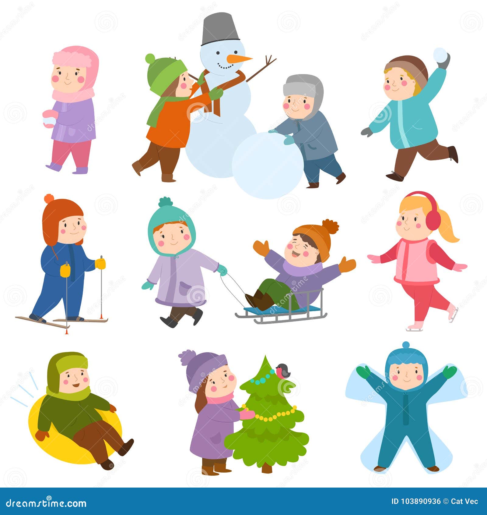 Τα παιδιά παιδικών χαρών παιχνιδιών χειμερινών Χριστουγέννων παιδιών που  παίζουν τα αθλητικά παιχνίδια των ειδών συσσωρεύονται, π Διανυσματική  απεικόνιση - εικονογραφία από childhood: 103890936
