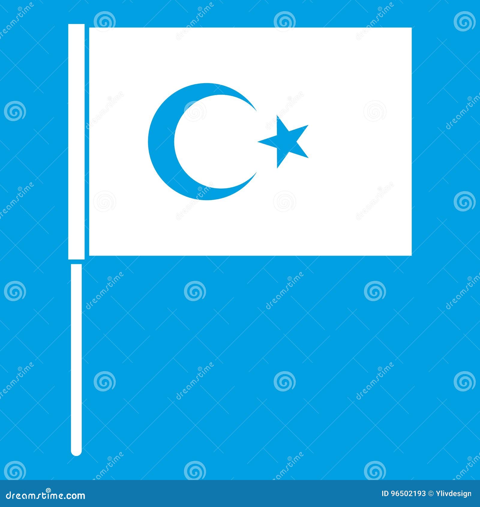 Флаг голубой белый зеленый с месяцем