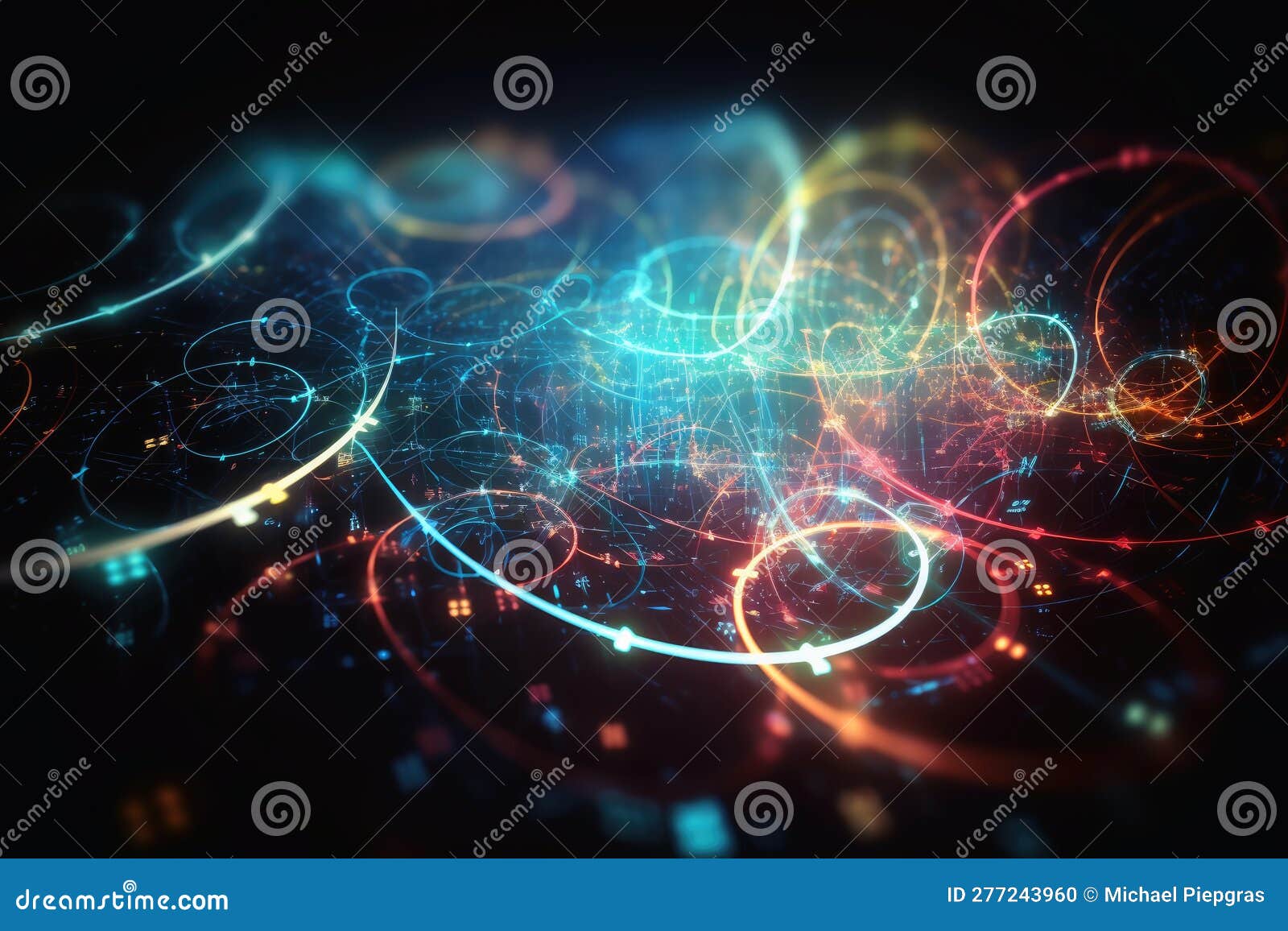 абстрактный математический фон, светящийся линиями и волнами, созданными с  помощью технологии обобщения Иллюстрация штока - иллюстрации насчитывающей  свет, компьютер: 277243960