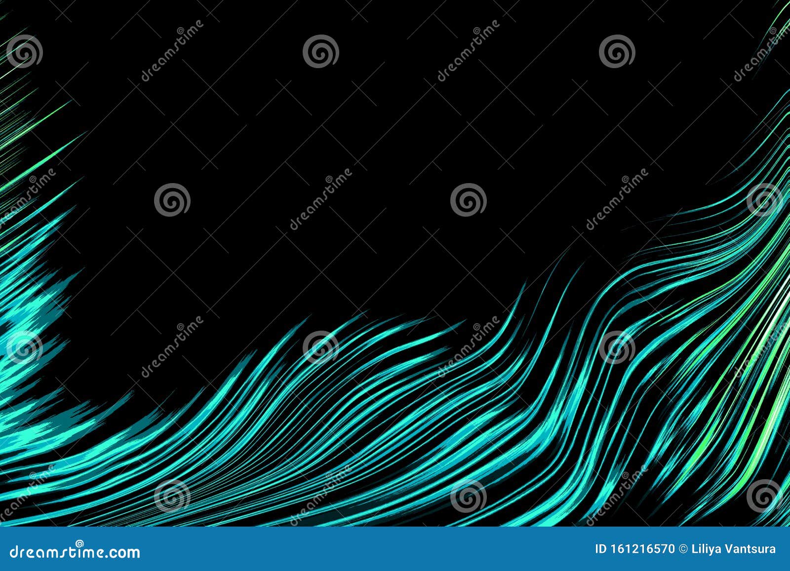 Абстрактный черный фон с цветными синими линиями кривой Стоковое Фото -  изображение насчитывающей декор, лилово: 161216570