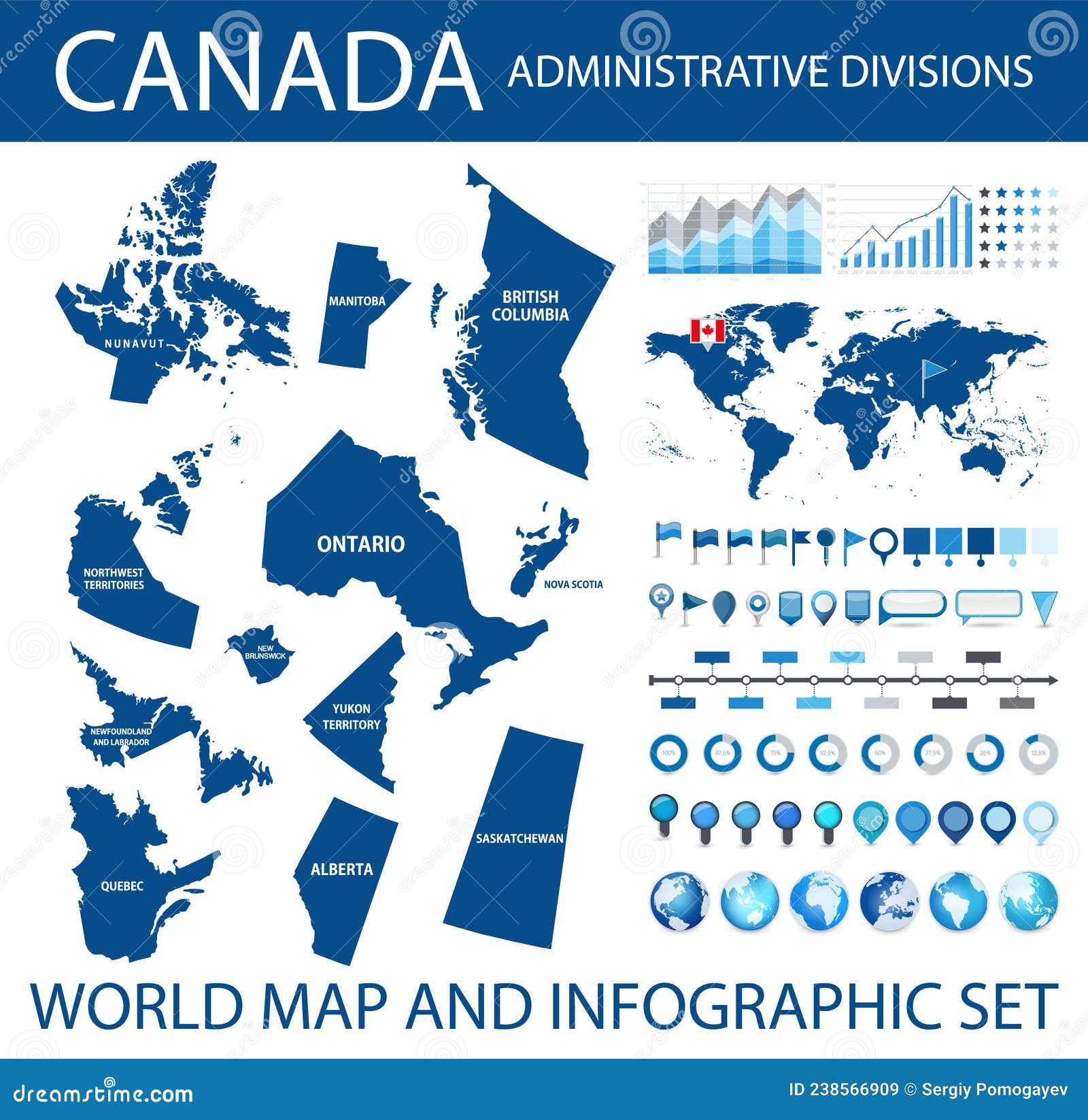 административно-территориальное деление штата Канада и карта мираИллюстрация вектора - иллюстрации насчитывающей кнопки, глобус: 238566909