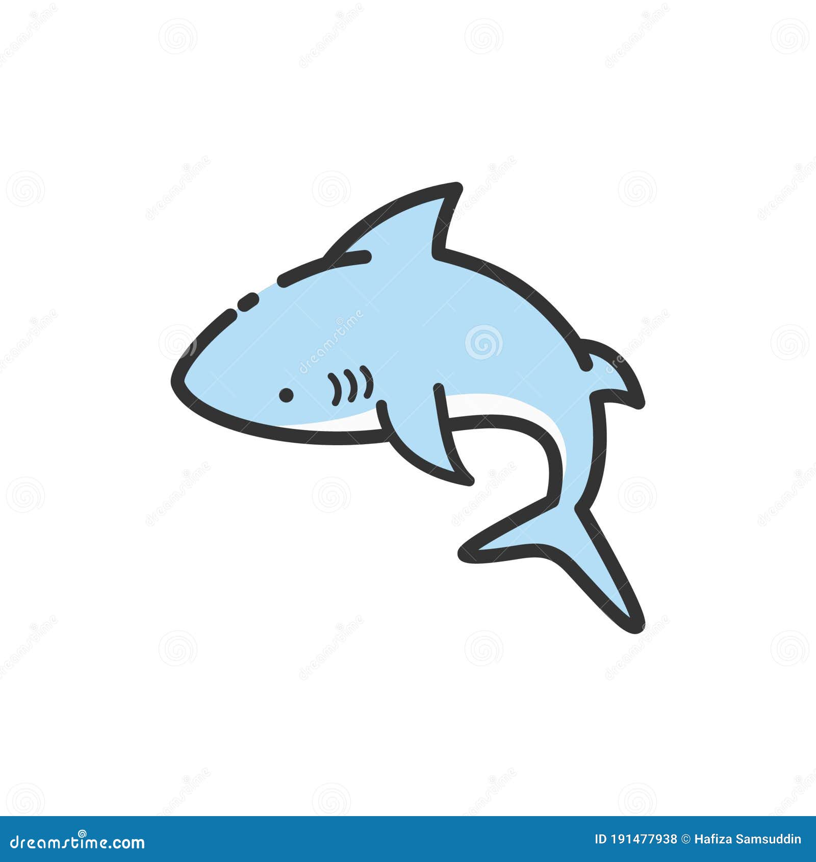 Акула на белом фоне. Дизайн иллюстрации вектора декоративный Иллюстрация  вектора - иллюстрации насчитывающей акулы, подводно: 191477938