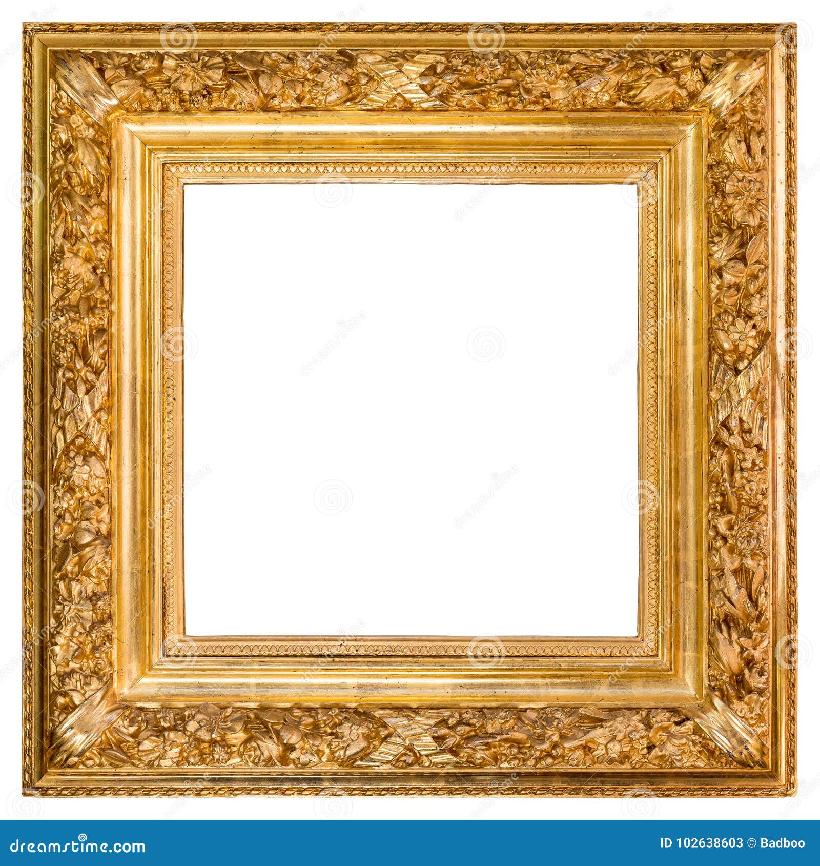 Античная золотая рамка над белизной Стоковое Изображение - изображение  насчитывающей золото, рамки: 102638603