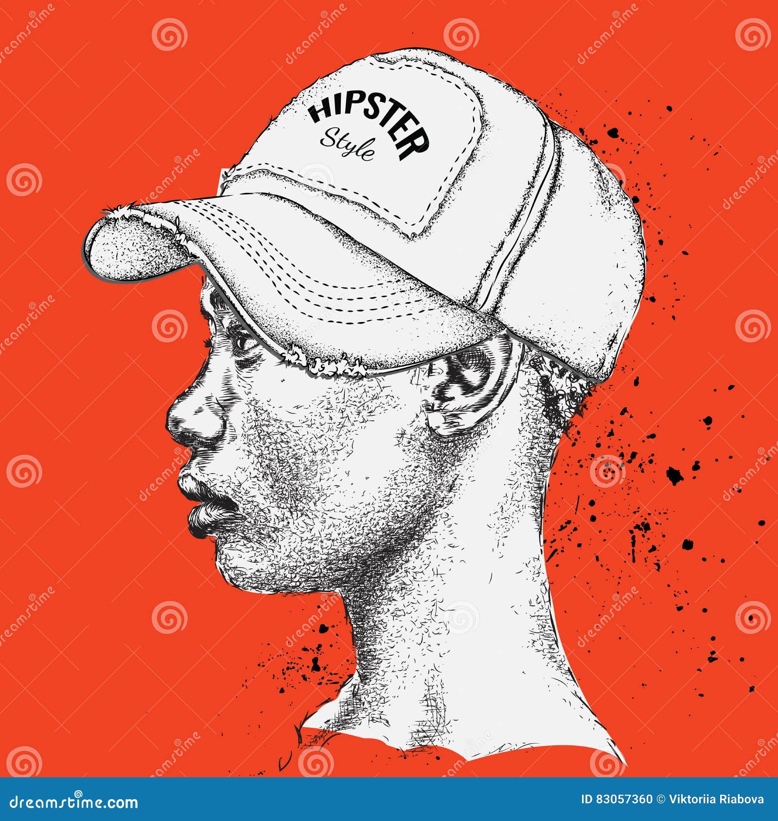 Афро-американский человек в бейсбольной кепке нарисованной рукой Взгляд  профиля Весьма шатер спорта Иллюстрация вектора - иллюстрации насчитывающей  конструкция, профиль: 83057360