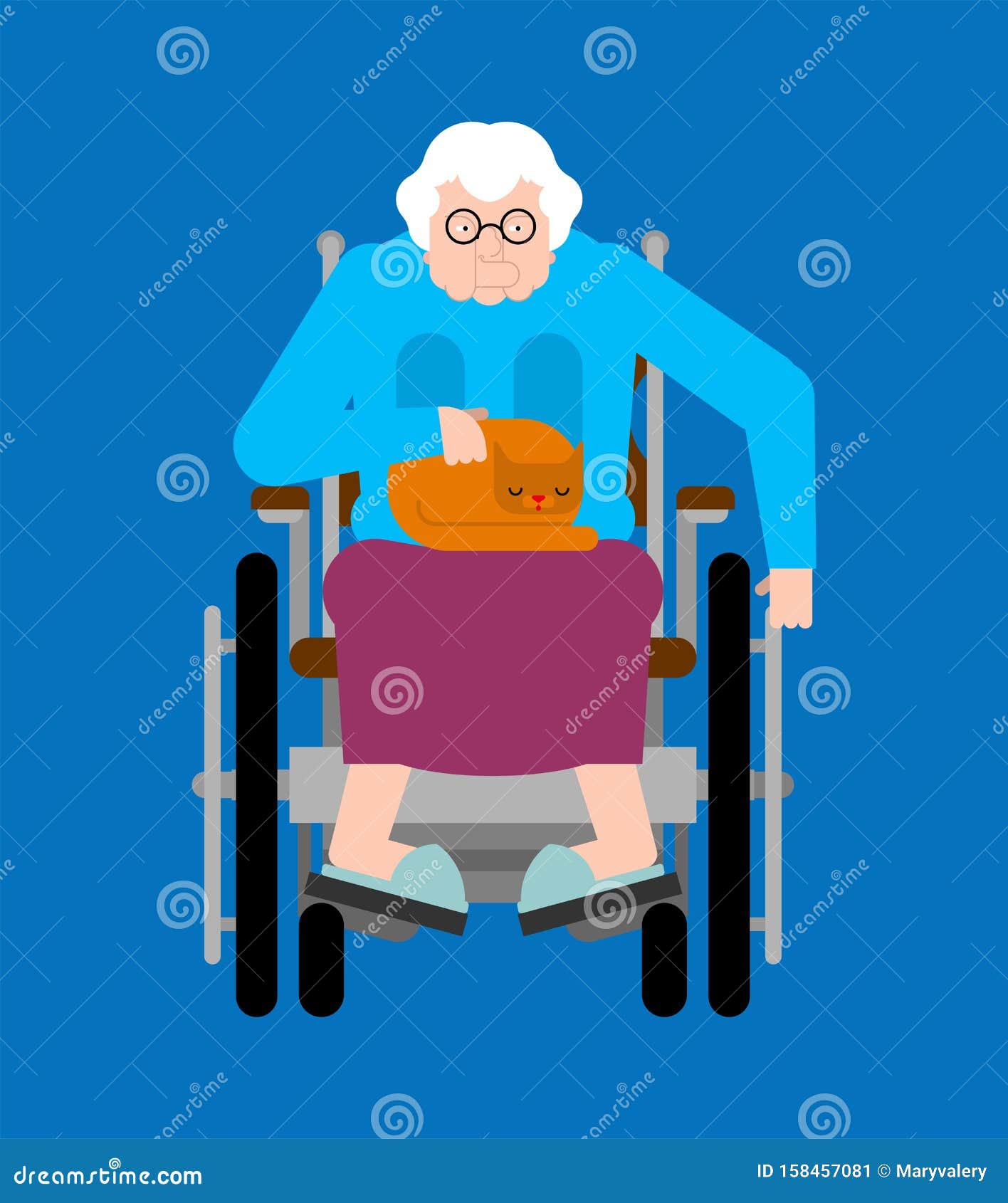 Бабушка на инвалидном кресле Бабушка с ограниченными возможностями не можетходить Иллюстрация вектора - иллюстрации насчитывающей внимательность,изолировано: 158457081