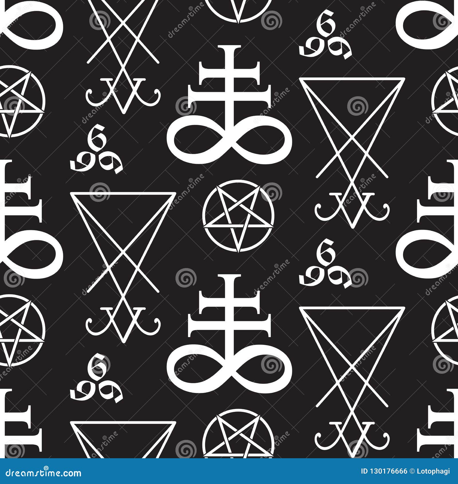 Безшовная картина с крестом оккультных символов левиафанскими,  пентаграммой, Sigil Lucifer и 666 номер черноты руки зверя вычерче  Иллюстрация вектора - иллюстрации насчитывающей пентаграмма, ад: 130176666