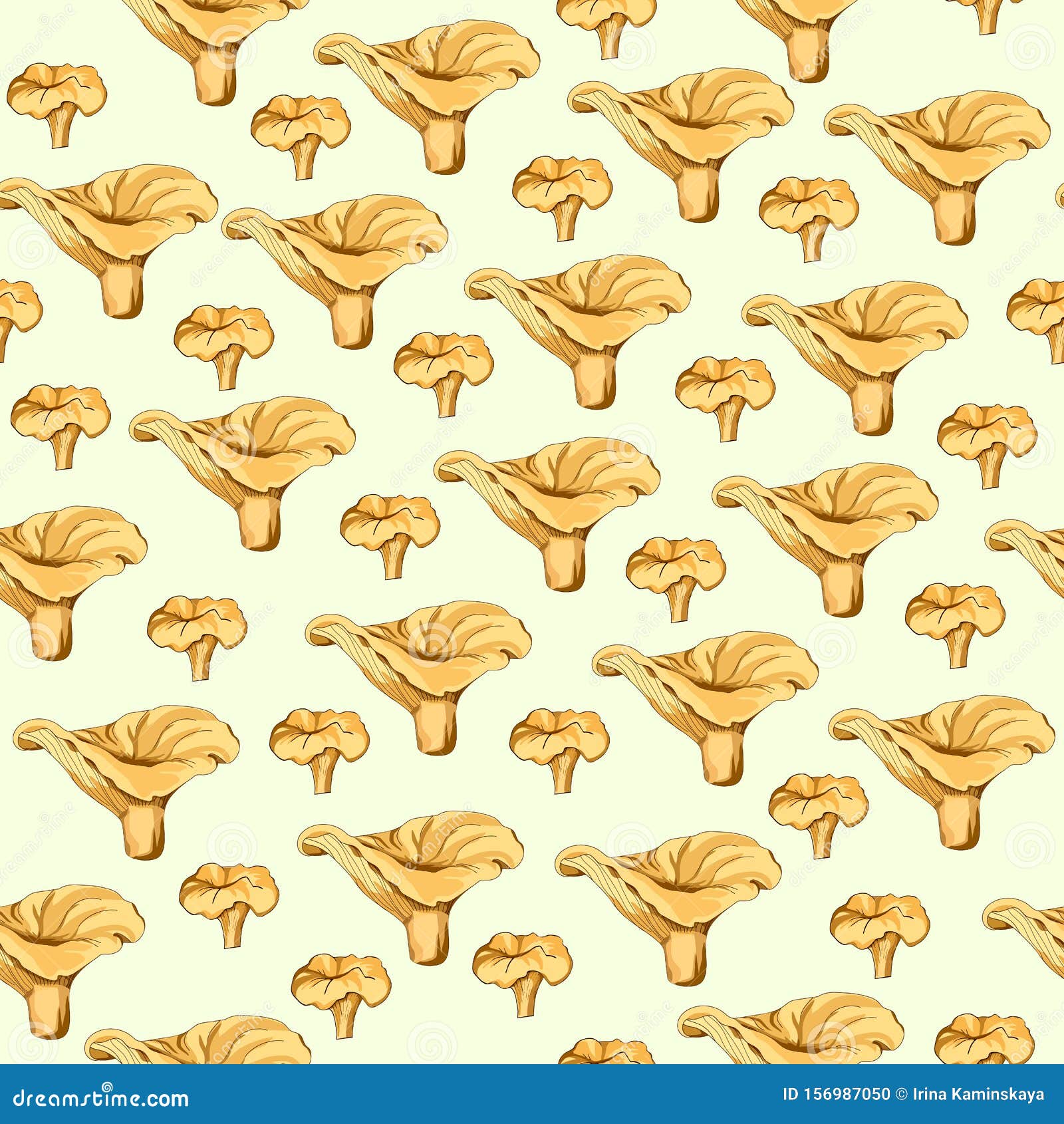 Безшовная фон леса с лисичками. Желтые грибы на фоне мягкой ткани  упаковочной бумаги Desig для печати Иллюстрация вектора - иллюстрации  насчитывающей график, грибок: 156987050