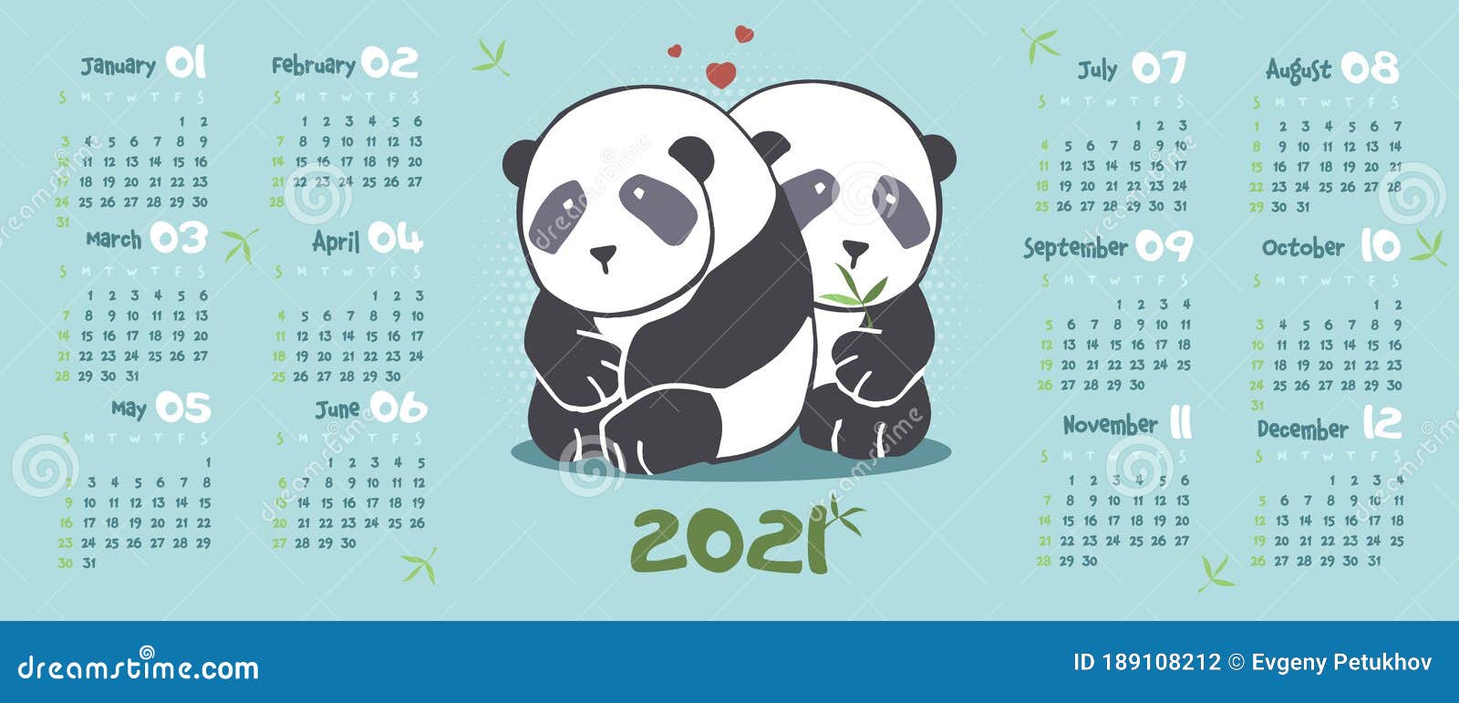 Calendar 2021 Two Panda Lovers On A Blue Background Cartoon Animal Stock Vector Illustration Of Planner Arctic 189108212 panda calendar 2021