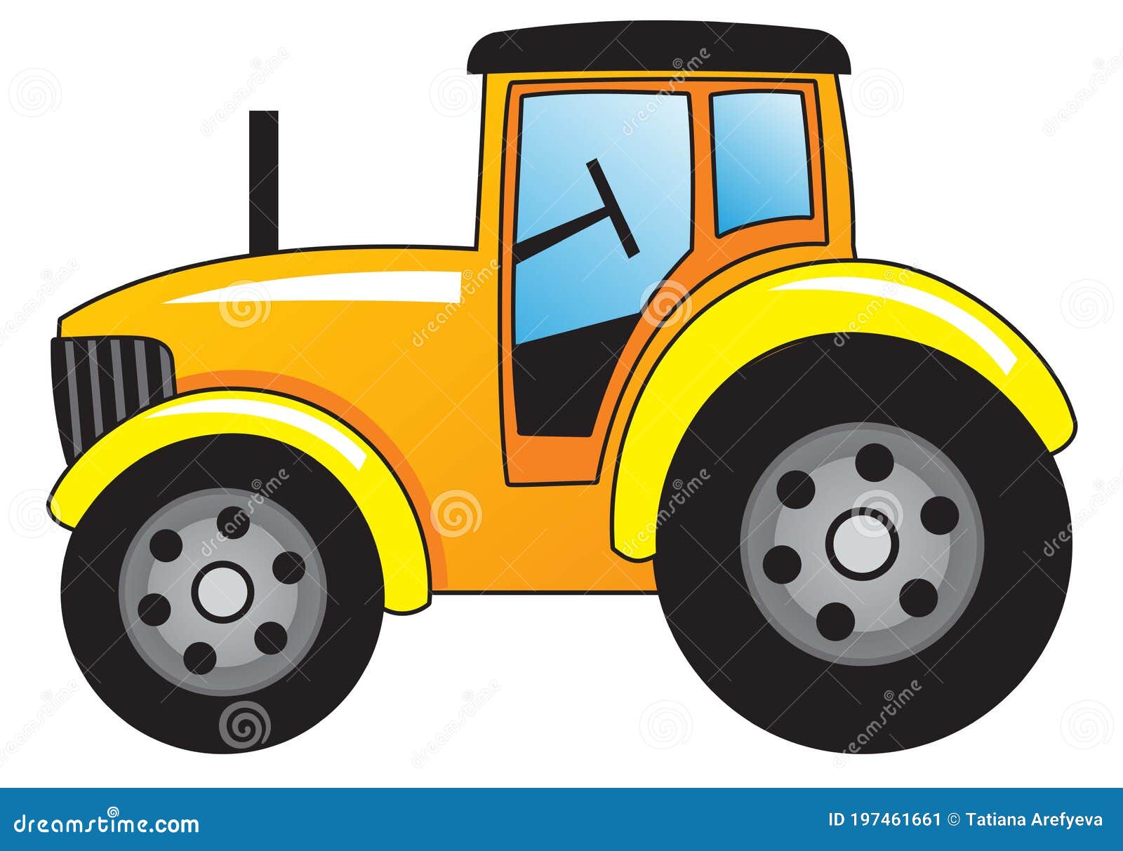 Children Vector Illustration Yellow Tractor, Farm Machinery, Cartoon Stock  Vector - Illustration of background, agriculture: 197461661