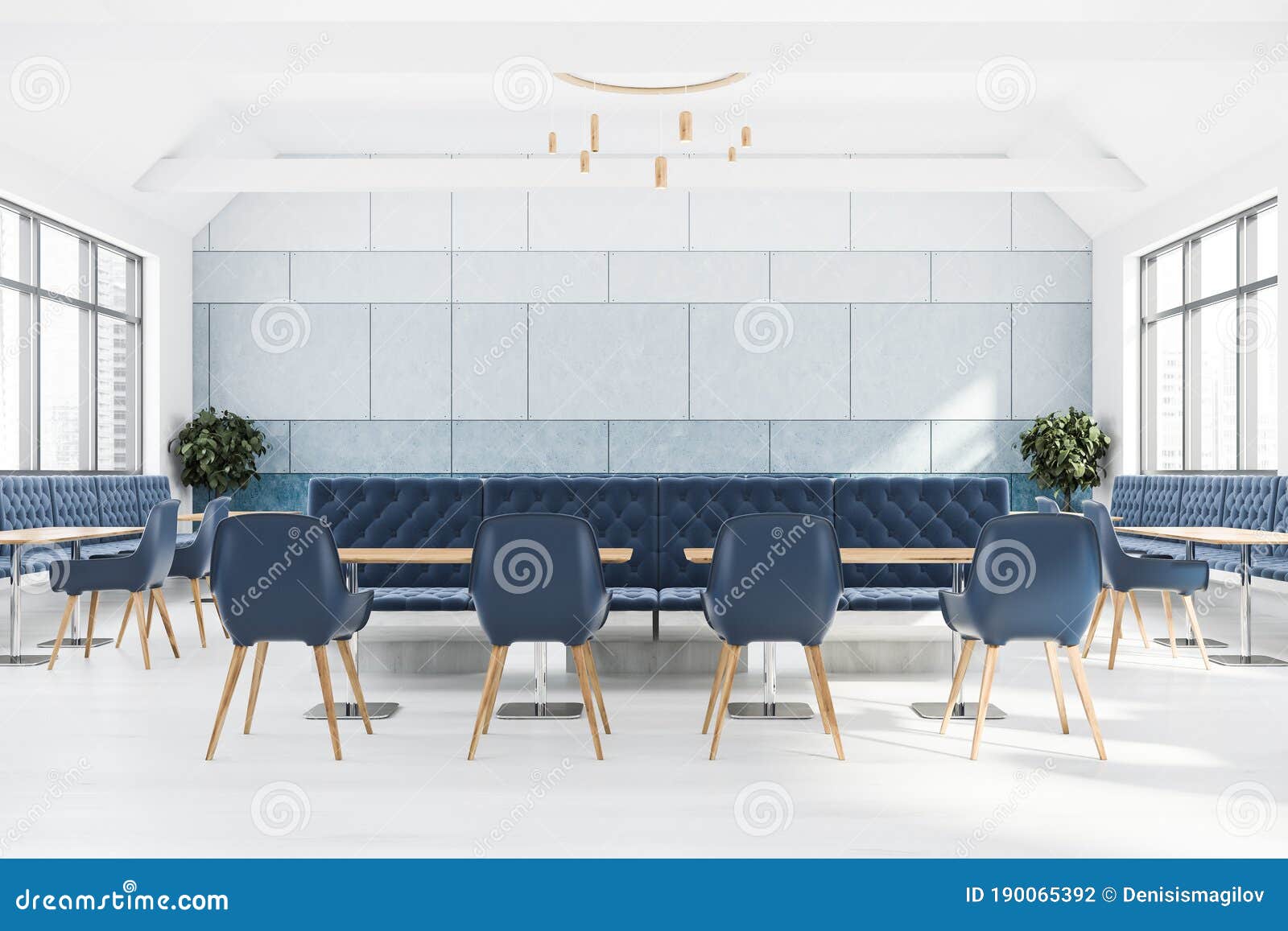 ресторан с синим интерьером