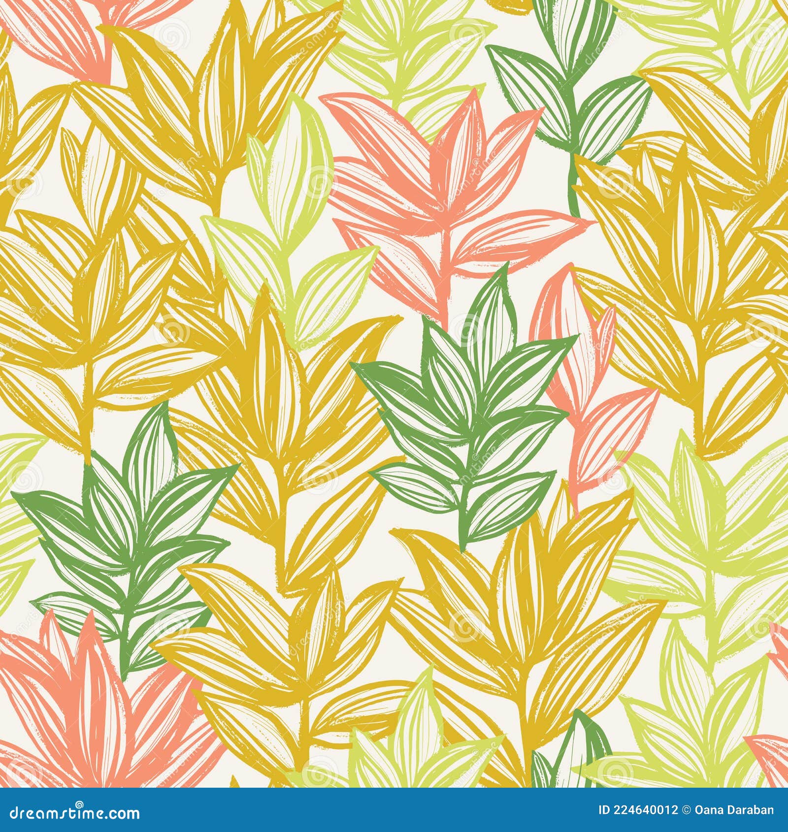 ботанический бесшовный векторный узор. горчично-желтый розовый и зеленыйцвет листья Иллюстрация вектора - иллюстрации насчитывающей конспектов,ткань: 224640012