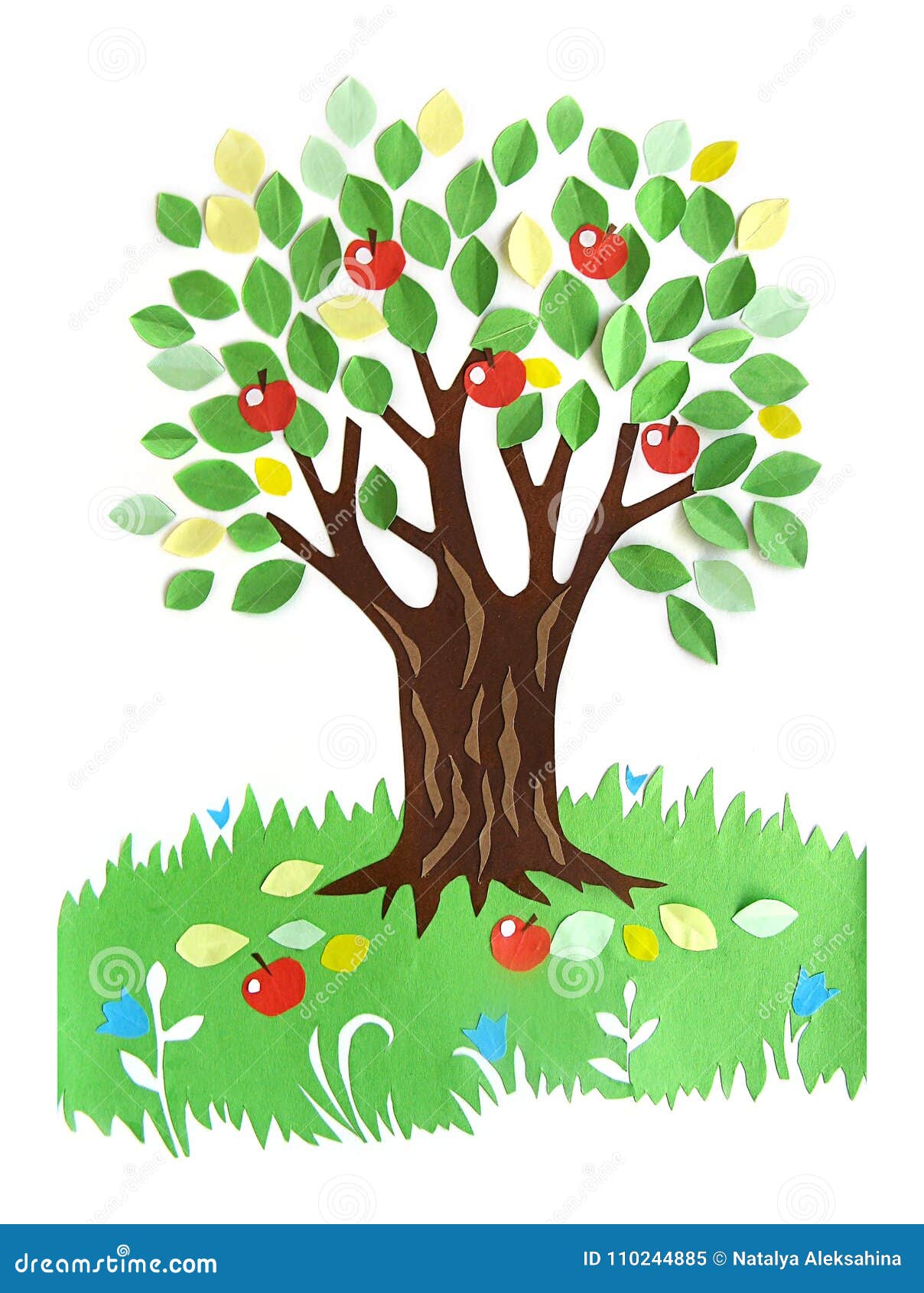 Бумажный Applique - дерево с яблоками Иллюстрация штока - иллюстрации  насчитывающей аппликатора, праздник: 110244885
