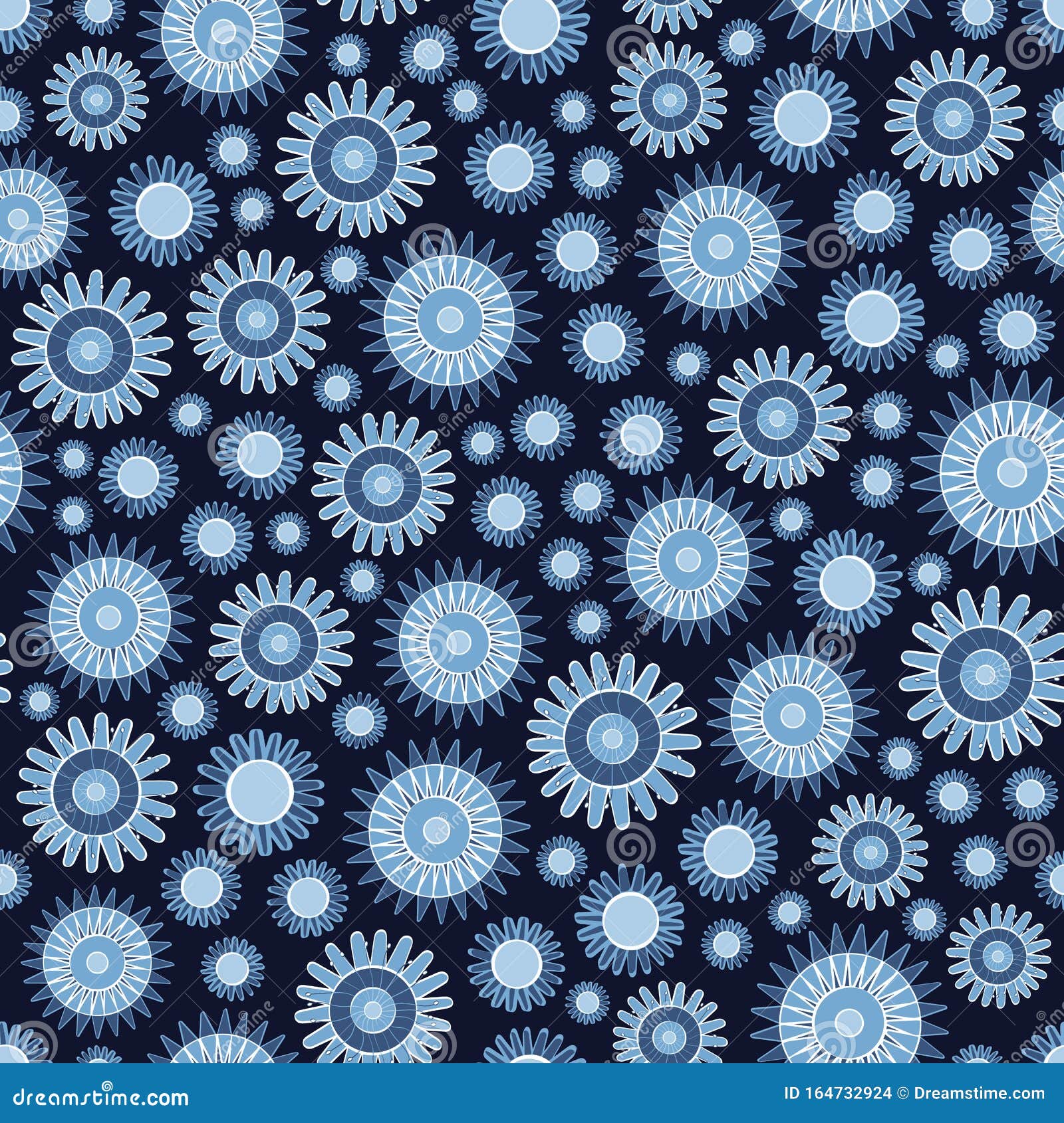 Векторные голубые цветы, раскрашенные на темно-синем фоне Предыстория  текстильных изделий, карт, производства, обоев Стоковое Фото - изображение  насчитывающей сторонника, кровопролитное: 164732924