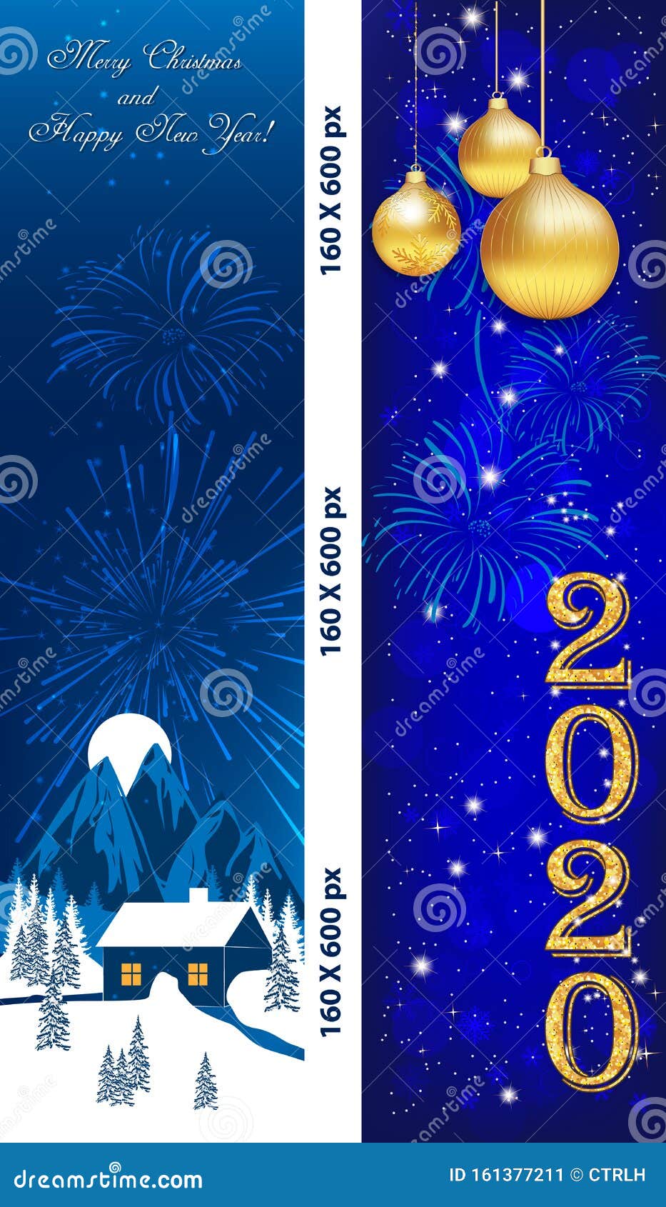 Вертикальные баннеры установлены на Новый год 2020 Иллюстрация штока -  иллюстрации насчитывающей ель, снежинки: 161377211