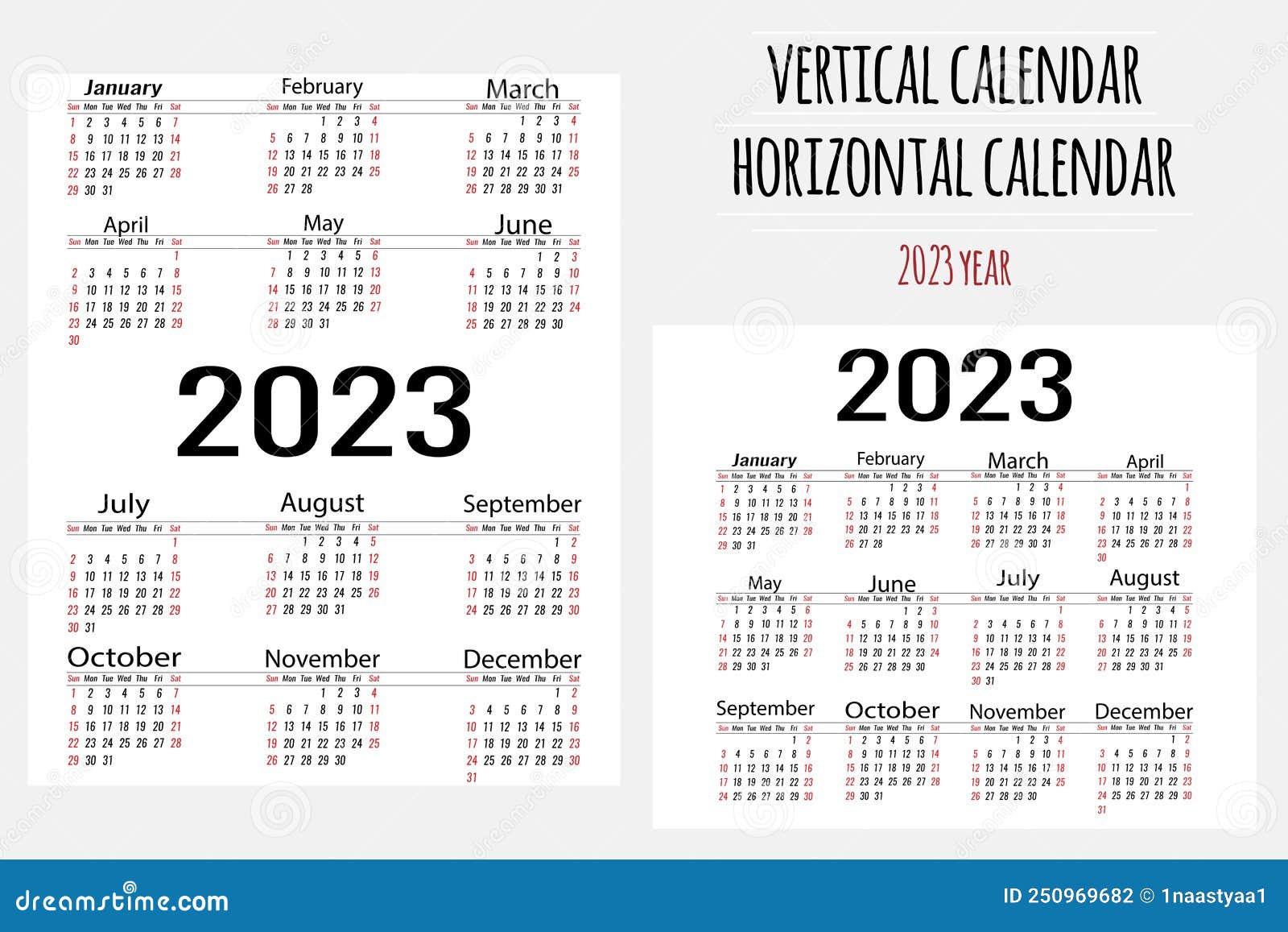 вертикальный и горизонтальный простой календарь на 2023 год. Иллюстрация  вектора - иллюстрации насчитывающей календар, октябрь: 250969682