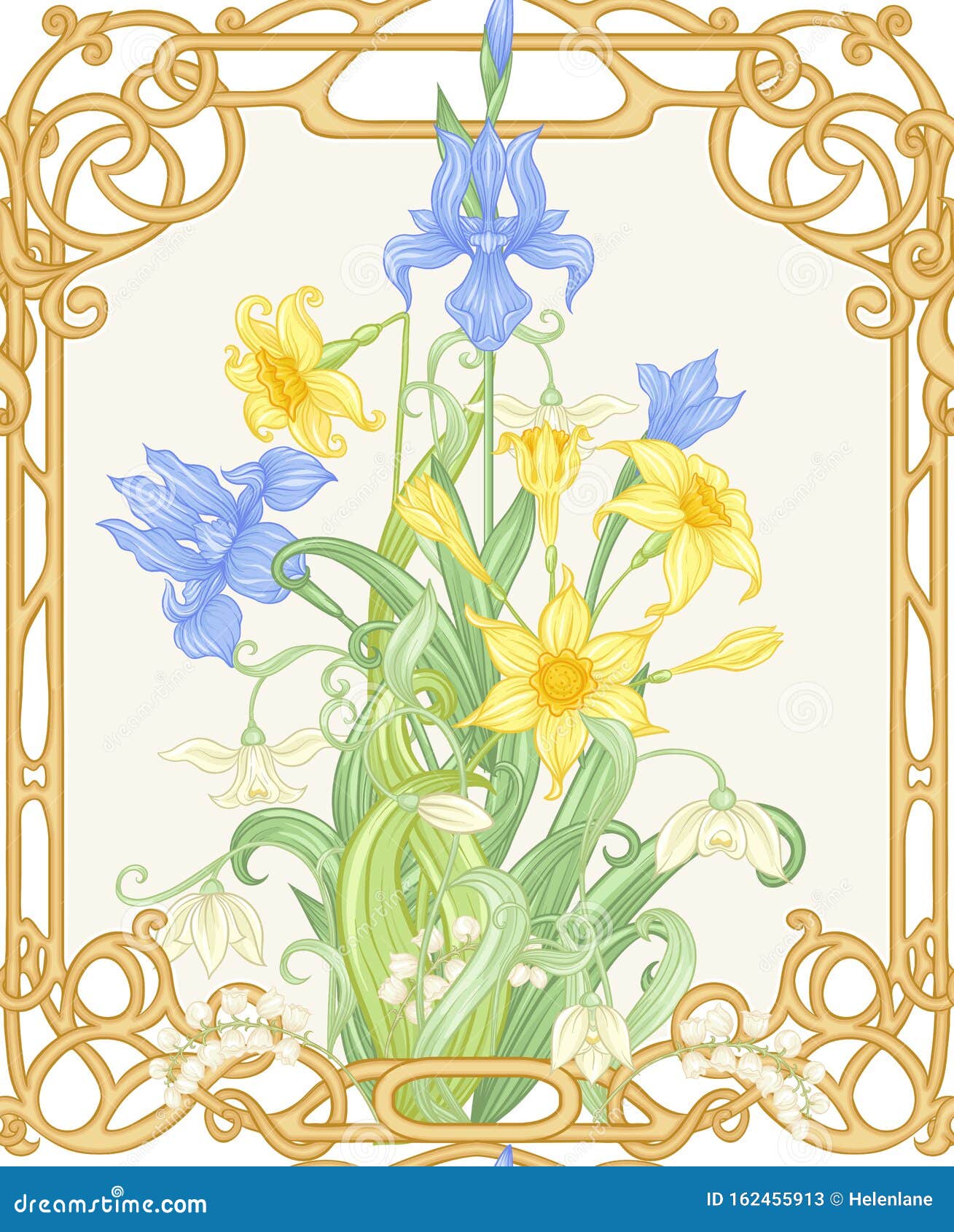 Весенние цветы: гладкий рисунок, фон Иллюстрация вектора - иллюстрациинасчитывающей средства, весна: 162455913