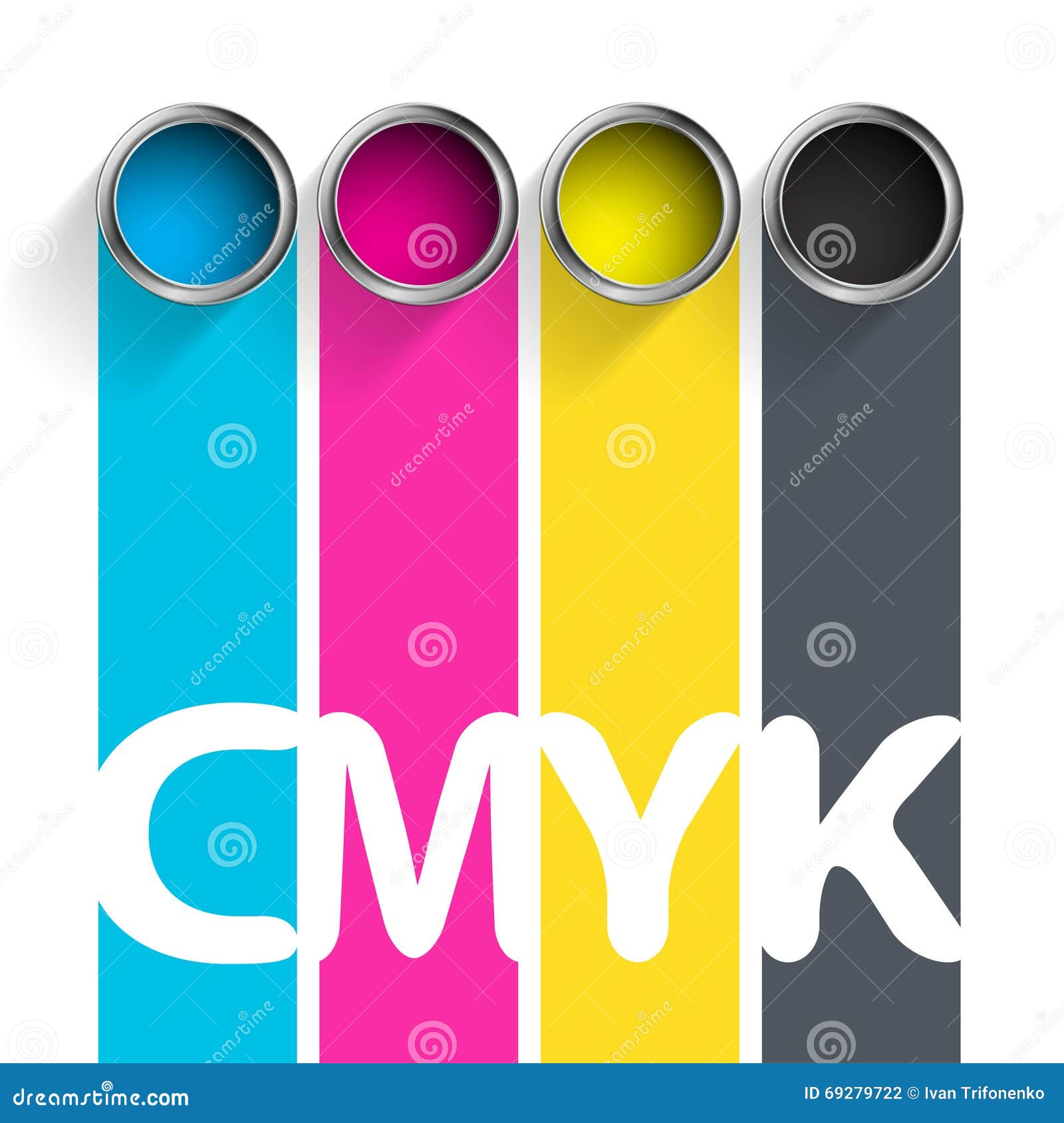 Ведро Краски CMYK Цветовая Схема Для Полиграфической.