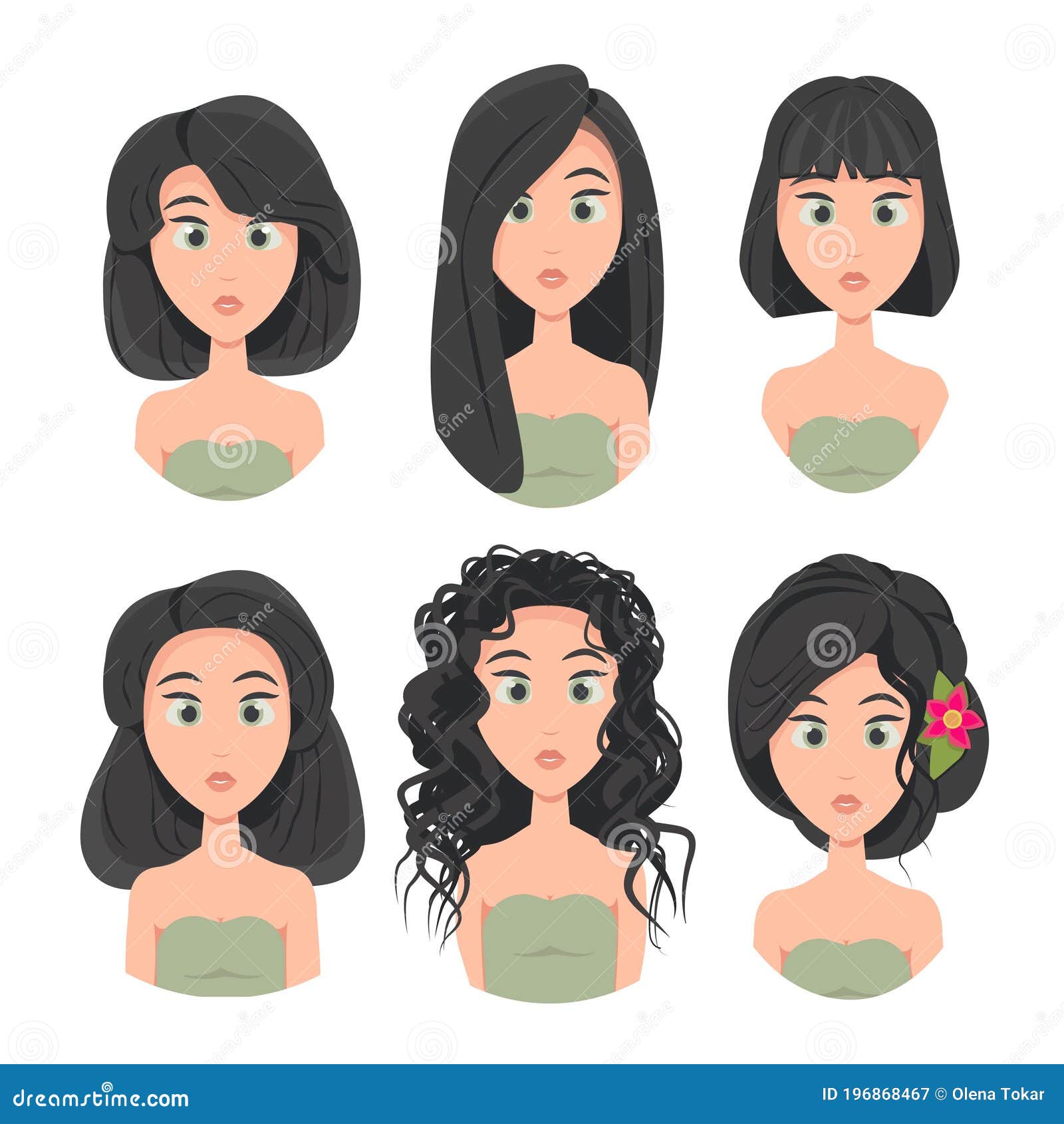 Set of Model Haircuts and Hairstyles, Portrait of a Girl with Different  Haircuts Stock Vector - Illustration of girls, smiling: 196868467
