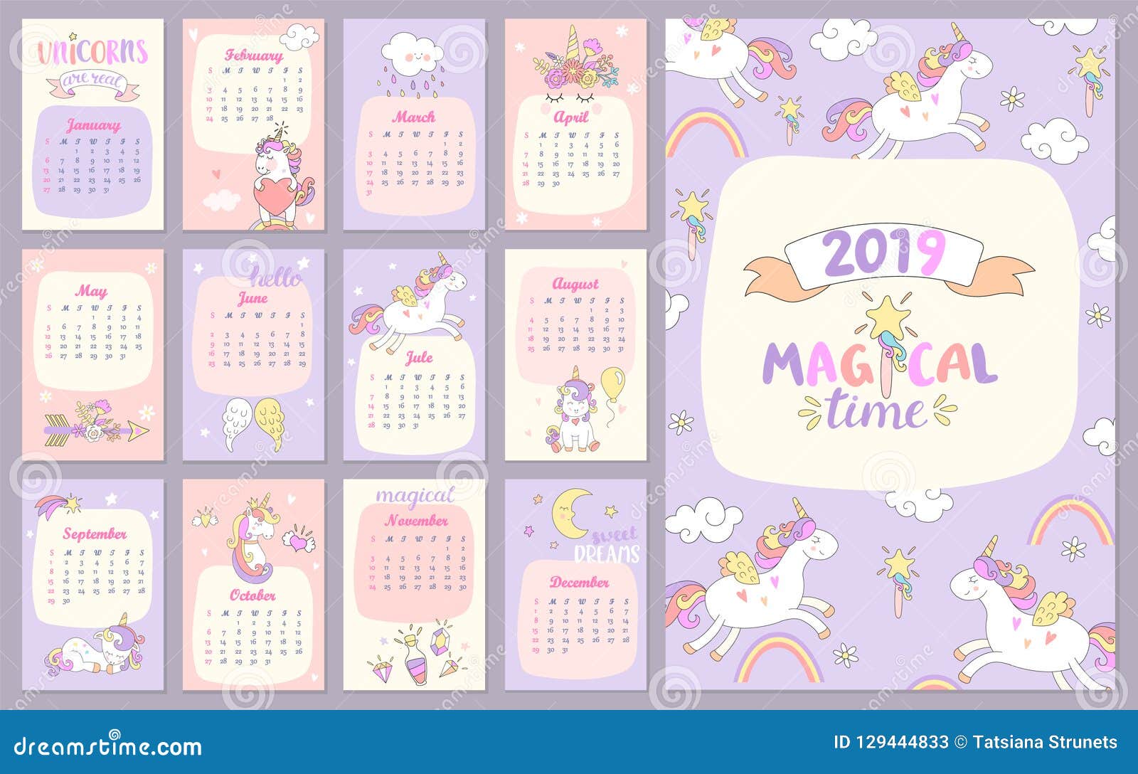 Магический календарь 2024. Милый календарь. Календари с милыми иллюстрациями. Календарь Единорог. Календарь милый рисунок.