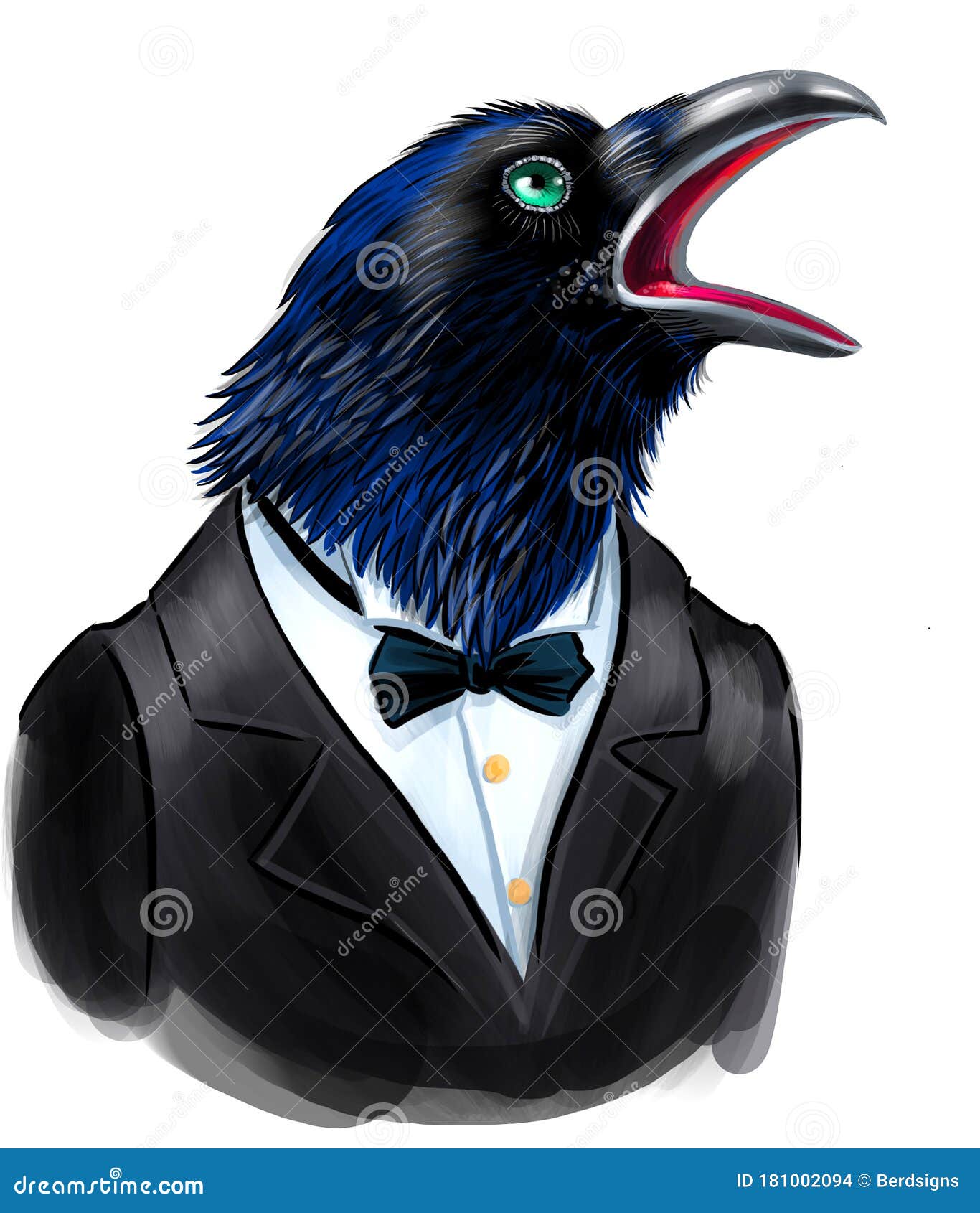 Ворона петь иллюстрация штока. иллюстрации насчитывающей черный - 181002094