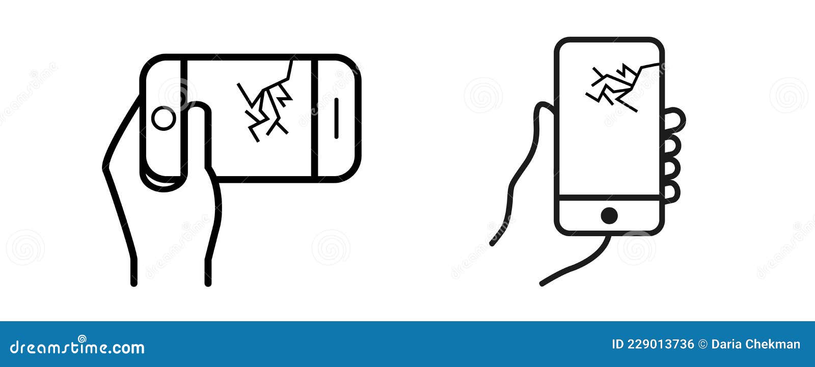 в руках смартфон с трещиной на экране. значок мобильного телефона. плоский  дизайн Иллюстрация вектора - иллюстрации насчитывающей икона, черный:  229013736