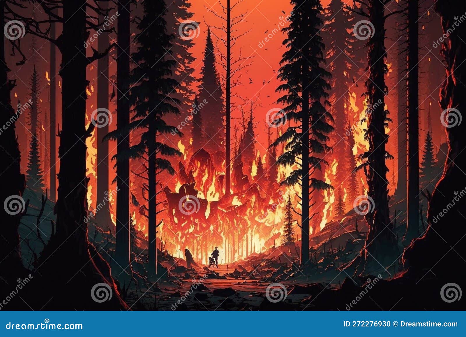 Горящий лес арт