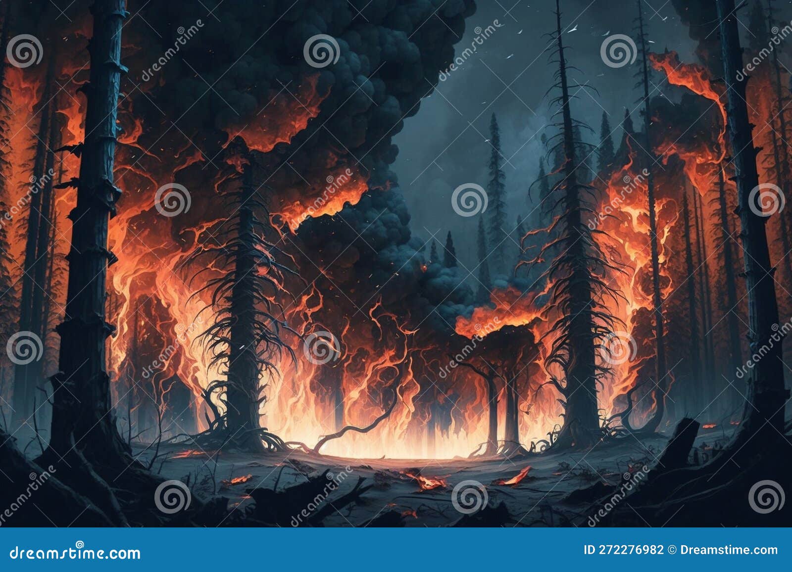 Горящий лес арт
