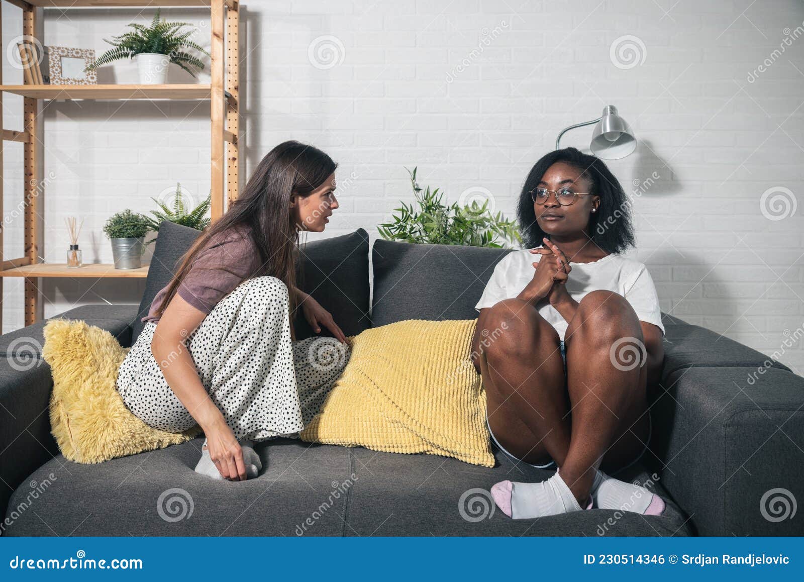 две молодые лесбиянки-гомосексуалисты в колледже в отношениях, которые женщины спорят в своем доме о том, что они тратят деньги на Стоковое Фото - изображение насчитывающей уютный, афоризмов: 230514346