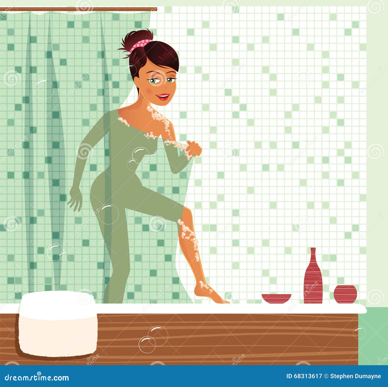 Have a Shower. Девушка в душе иллюстрация. Illustration of taking a Shower. She a shower now