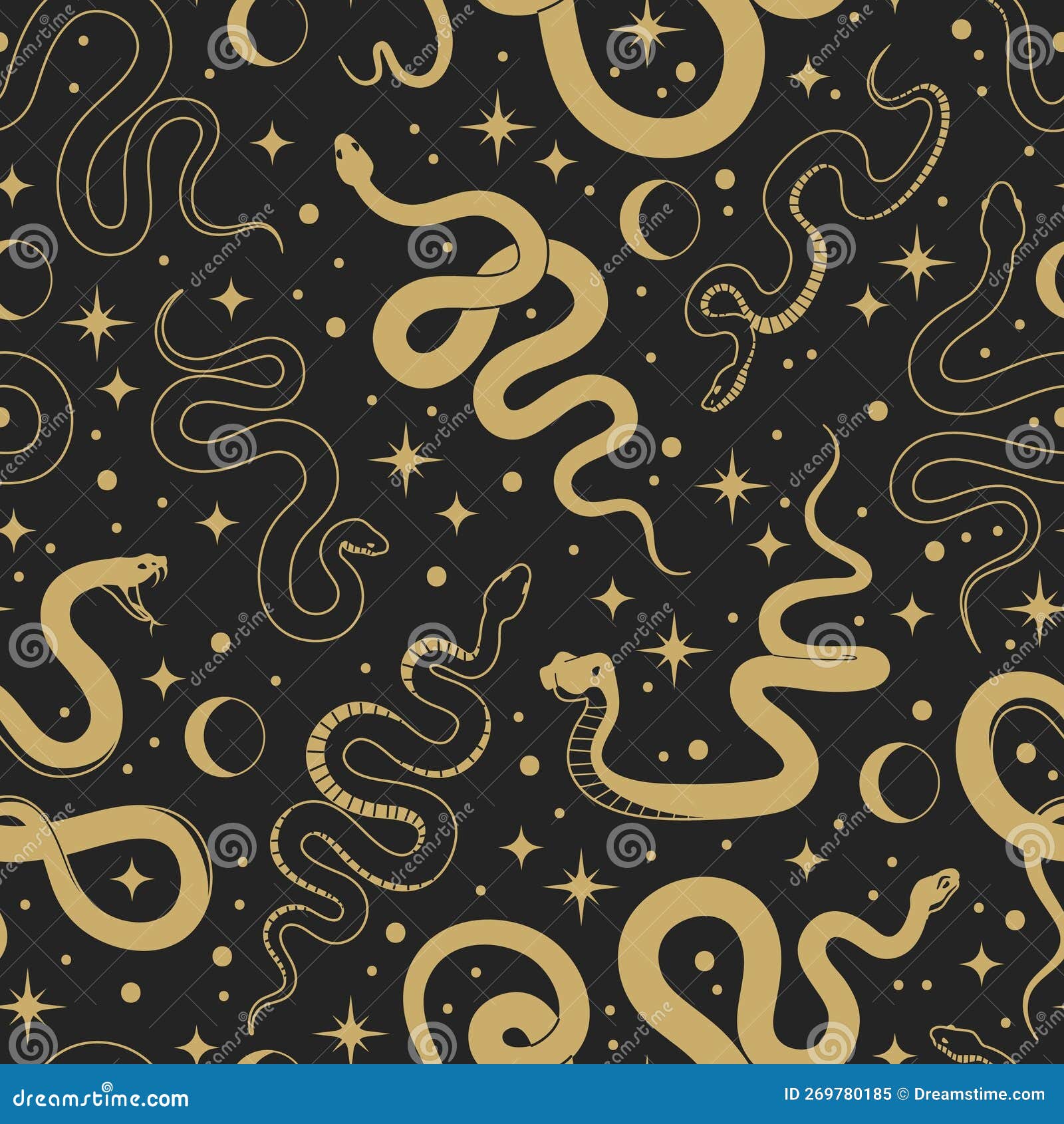 делает текстуру прозрачной. золотые мистические змеи украшают декоративные  повторяющиеся темные обои магические оккультные символы Иллюстрация вектора  - иллюстрации насчитывающей темно, мистик: 269780185