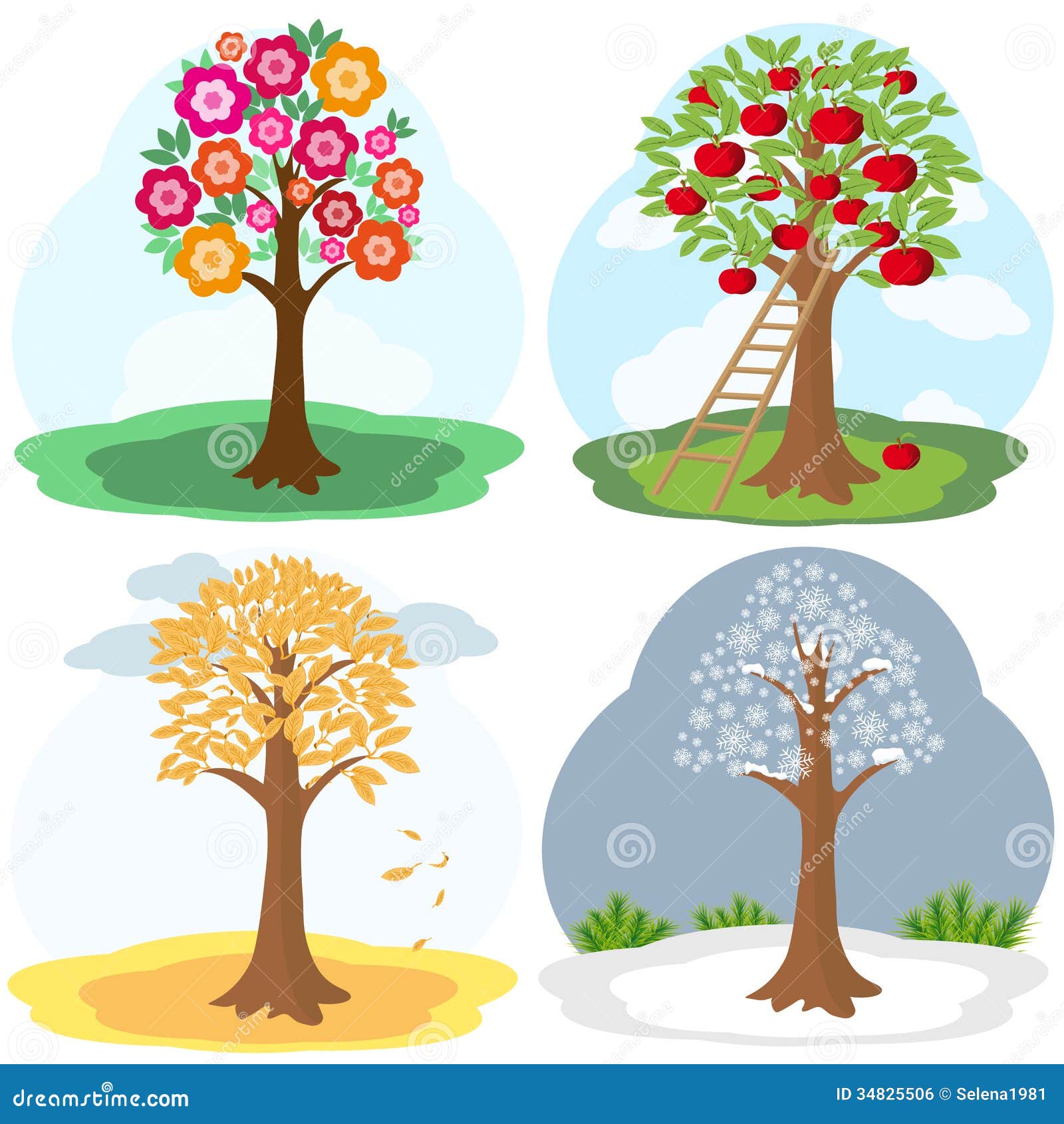Яблоня в разные времена года. Летнее дерево для детского сада. Сезонное дерево для детского сада. Сезонное Весеннее дерево.