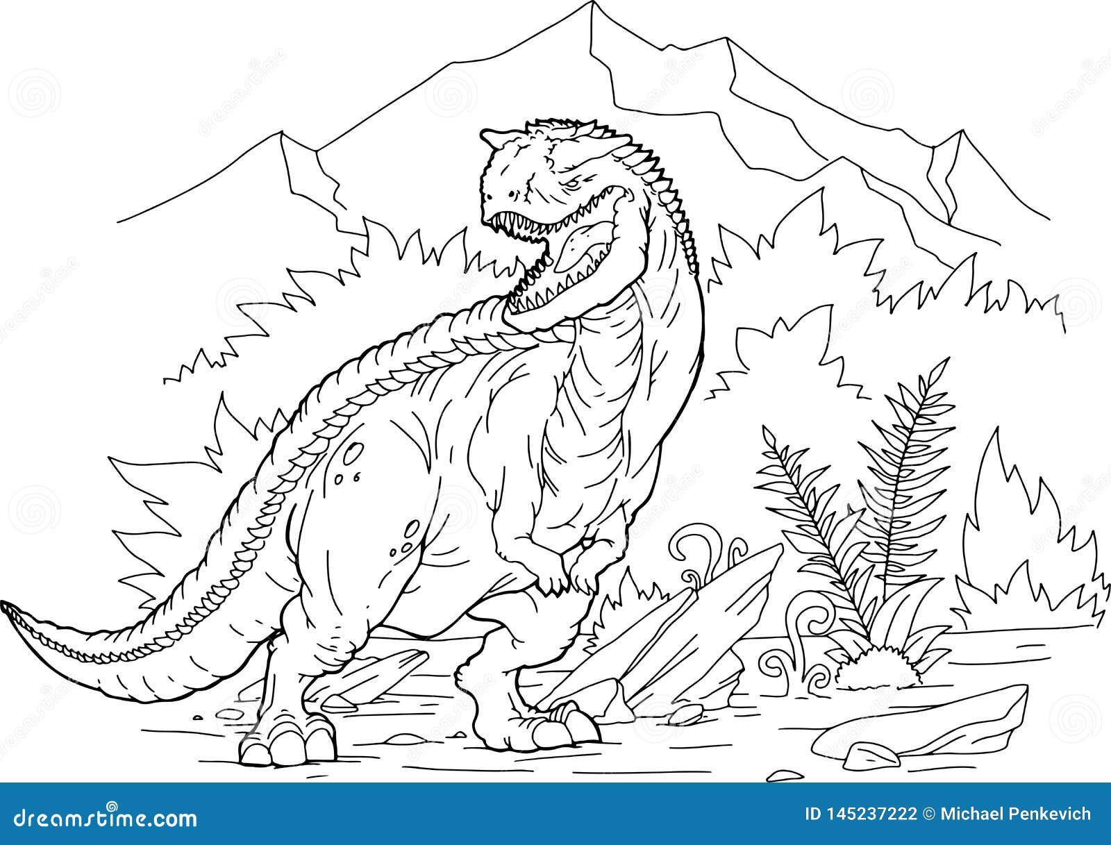 Динозавр книжка-раскраски иллюстрация вектора. иллюстрации насчитывающей  завод - 145237222