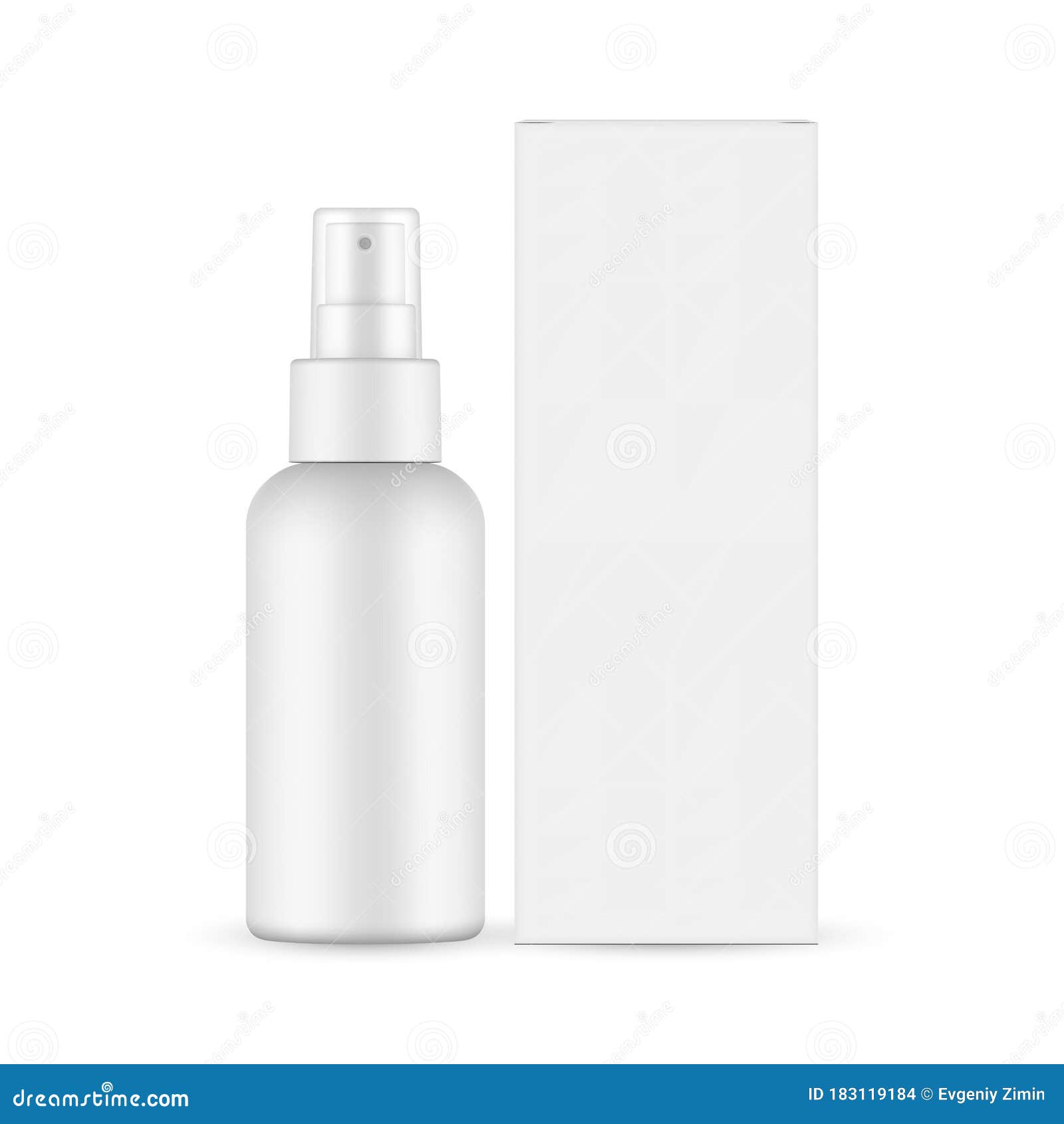 Download Spray Bottle With Transparent Cap Cardboard Box Mockup Isolated On White Background Front View Stock Illustration Illustration Of Background Bottle 183119184