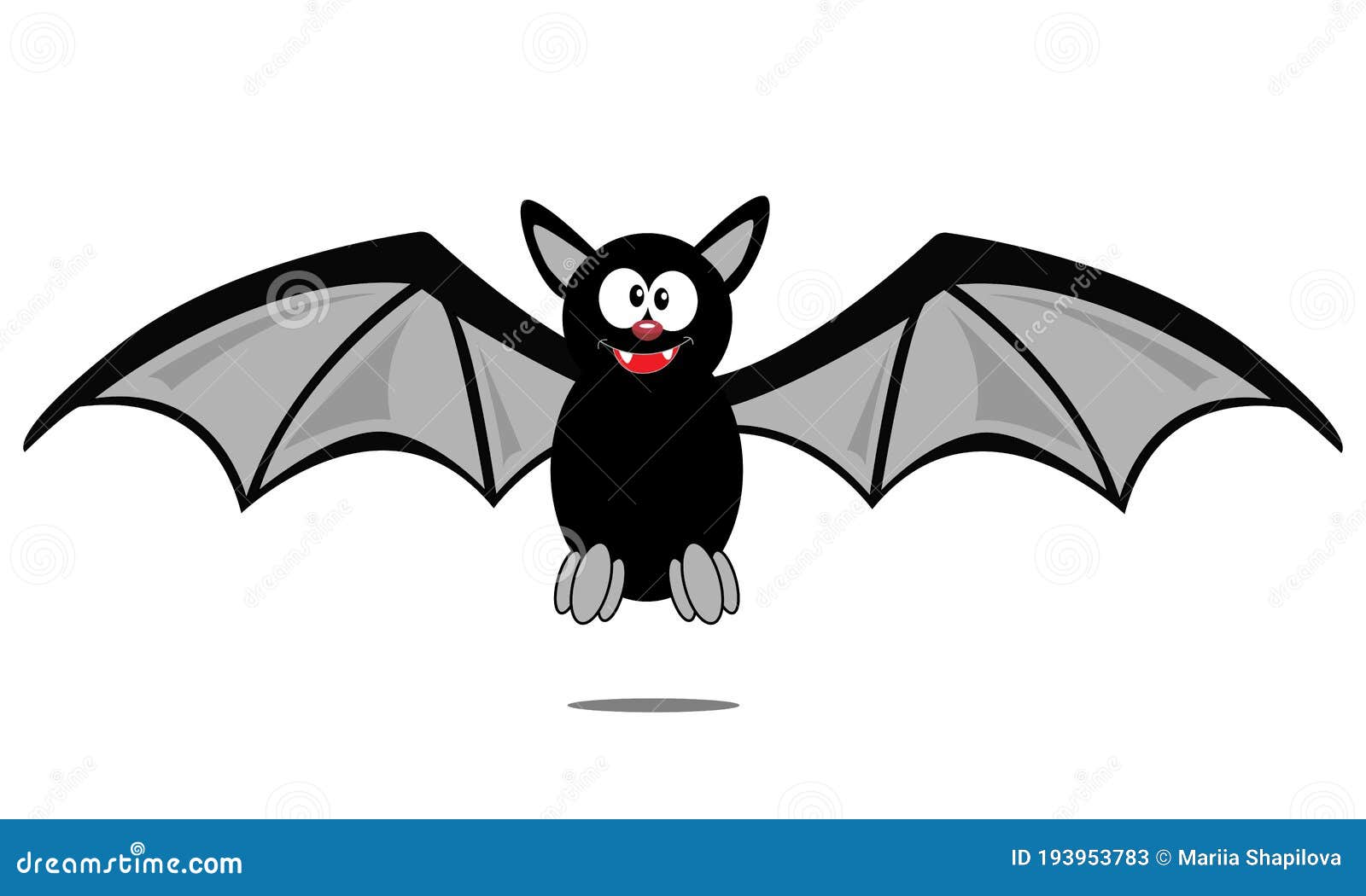 Cute Bat. Cute Cartoon Character with Big Open Wing, Ears, Legs Stock  Vector - Illustration of happy, animal: 193953783
