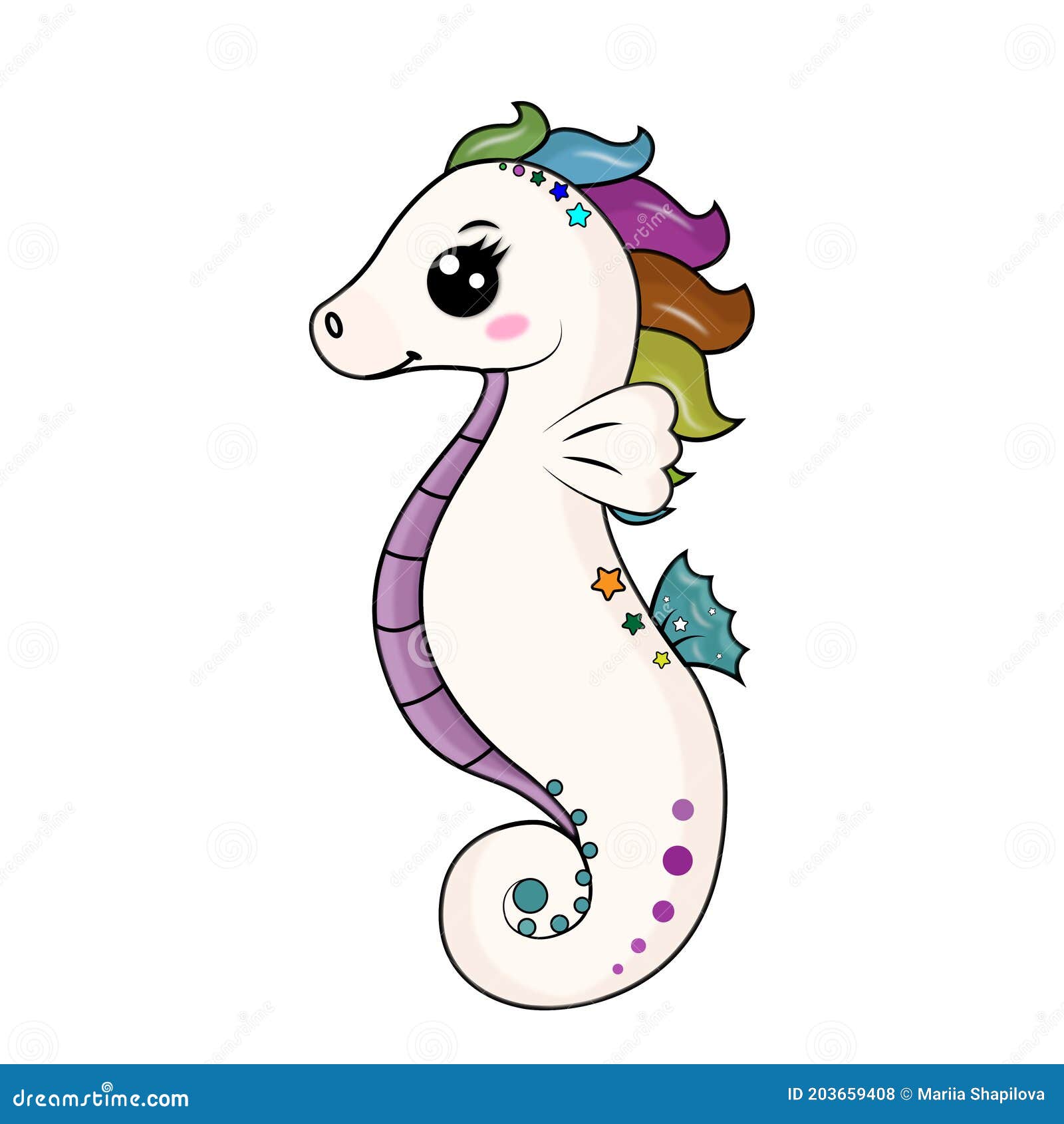 Cute Cartoon Seahorse. Simple Flat Style Stock Vector - Illustration of baby,  dream: 203659408