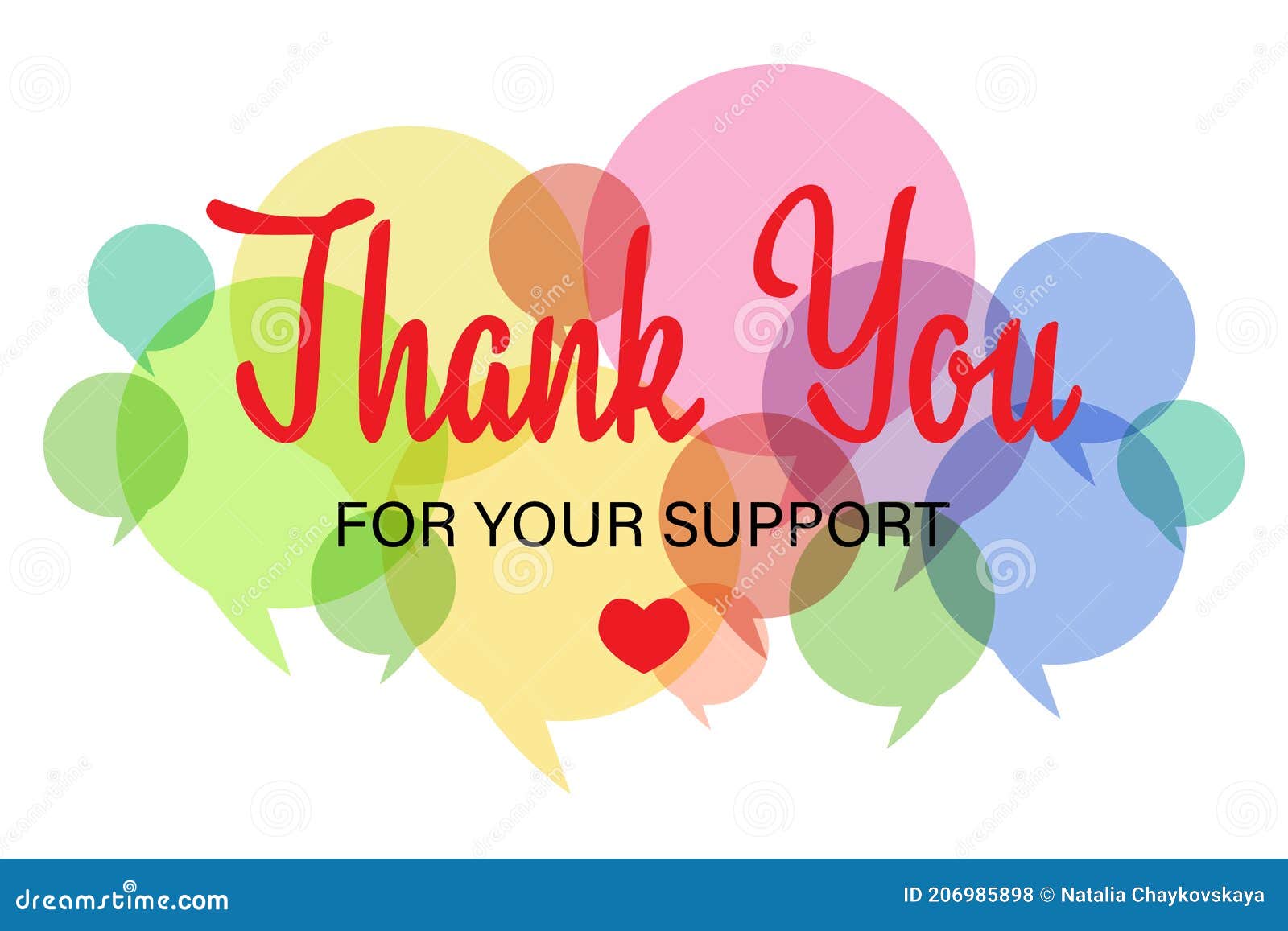 Thank You For Your Support Lettering With Message Bubbles On A White Background Stock Illustration Illustration Of Creative Love 206985898