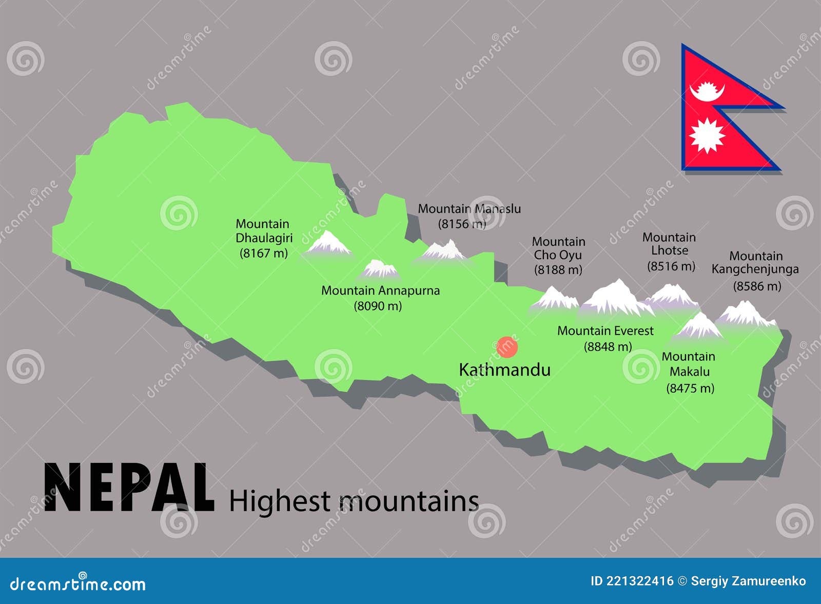 Mountain In Nepal Map Nepal.higest Mountains Stock Illustration. Illustration Of Wind - 221322416