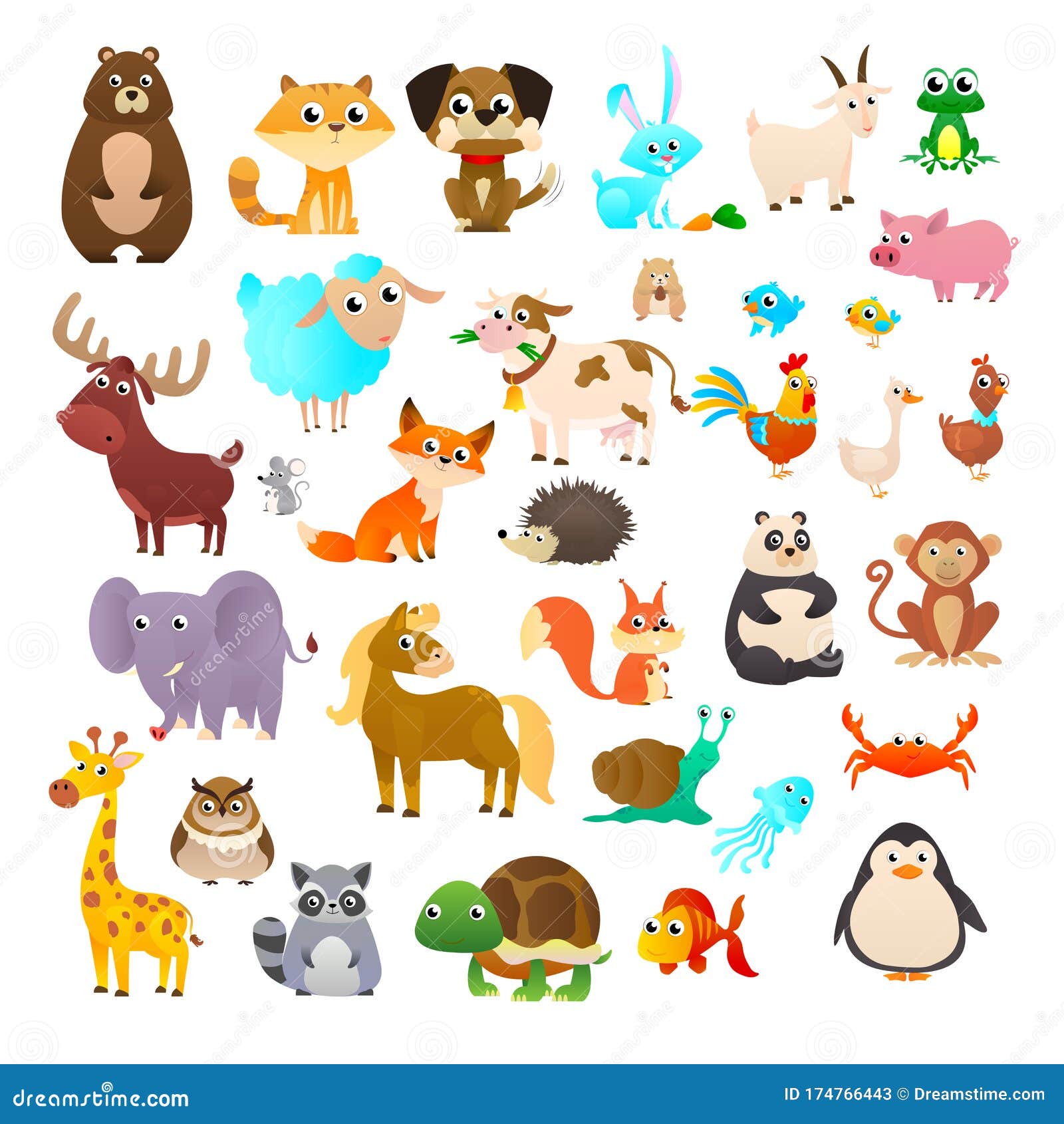 Sea Animals, Wild Animals, Woodland Animals. Stock Vector - Illustration of farm, giraffe: 174766443 Sea Animals, Wild Animals, Woodland Animals. Stock Vector - Illustration of farm, giraffe: 174766443