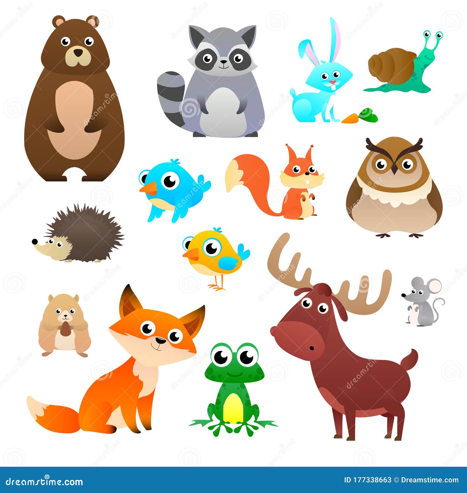 Big Vector Set Forest Animals in Cartoon Style Stock Vector - Illustration of background, farm: 177338663 Big Vector Set Forest Animals in Cartoon Style Stock Vector - Illustration of background, farm: 177338663