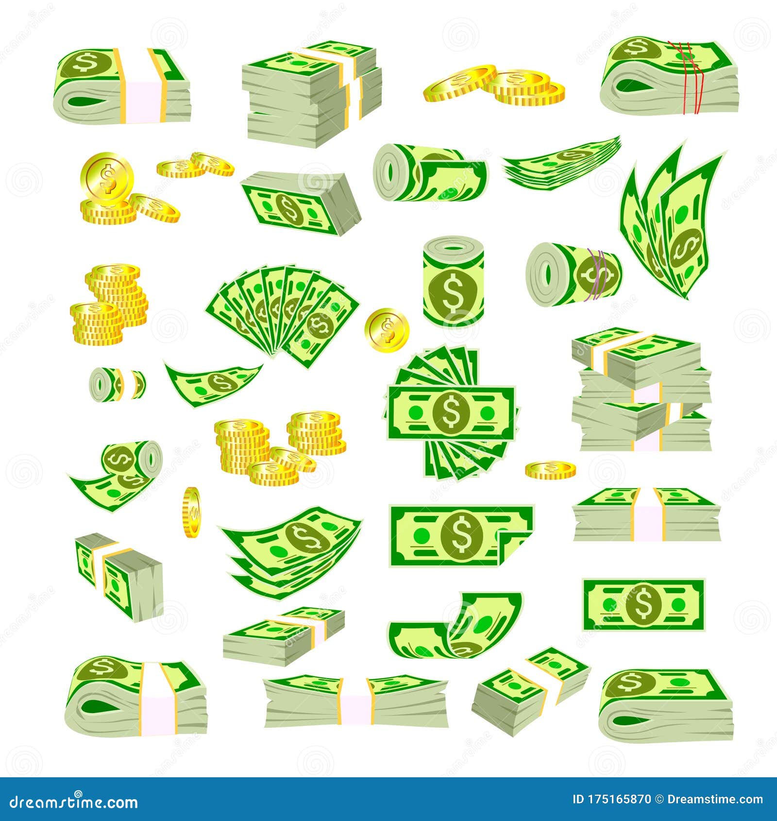 Download Vector Packages Of Banknotes In Various Angles. Stock ...