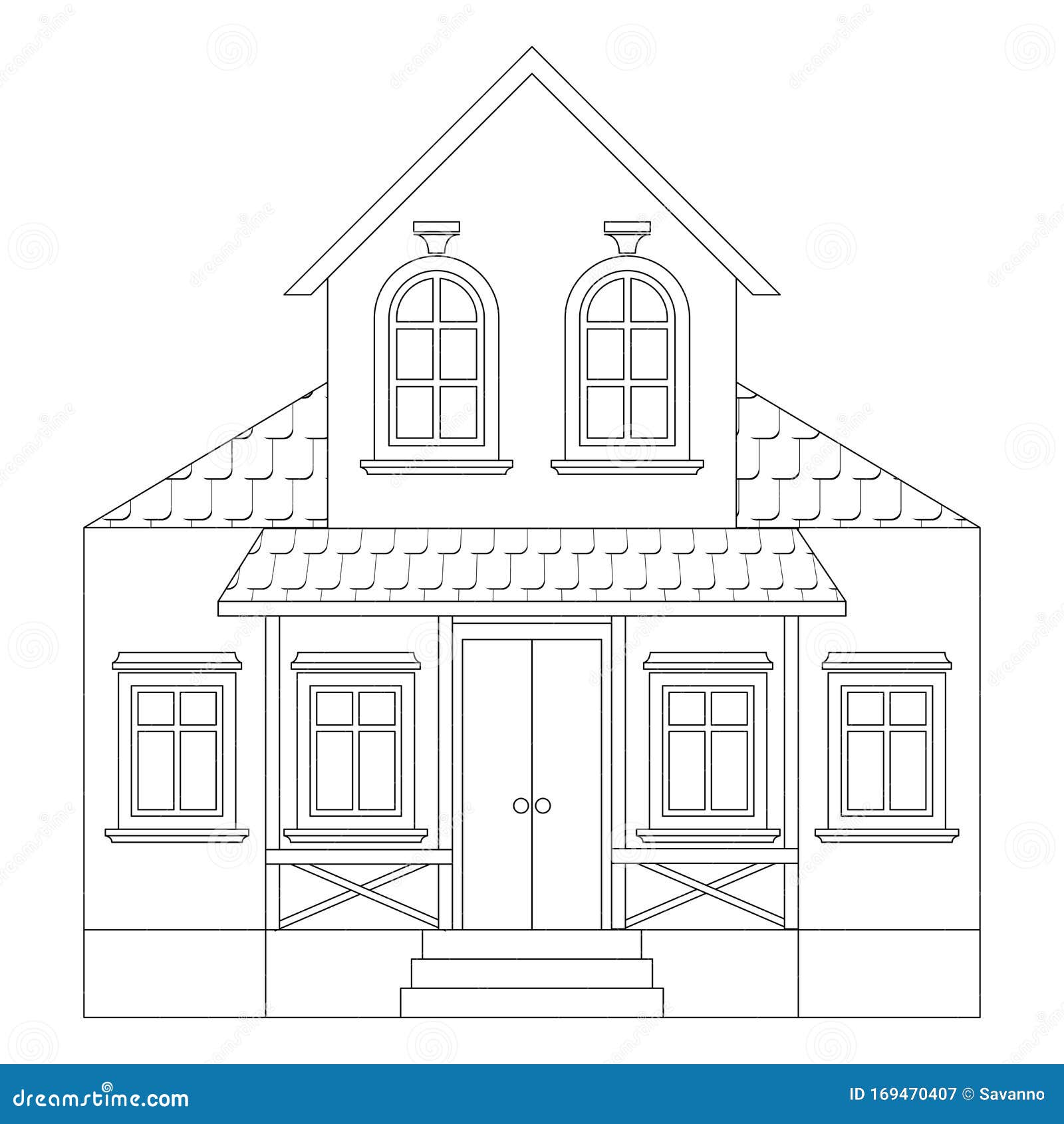 Дом 2 -этажный жилой дом с верандой Рисунок плана Иллюстрация вектора -  иллюстрации насчитывающей знак, имущество: 169470407