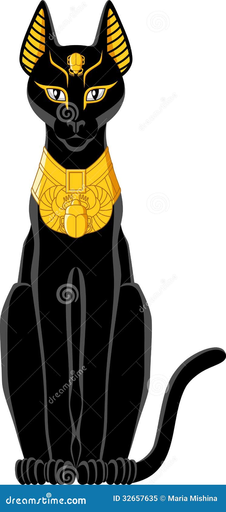 Египетский кот иллюстрация вектора. иллюстрации насчитывающей традиционно -  32657635