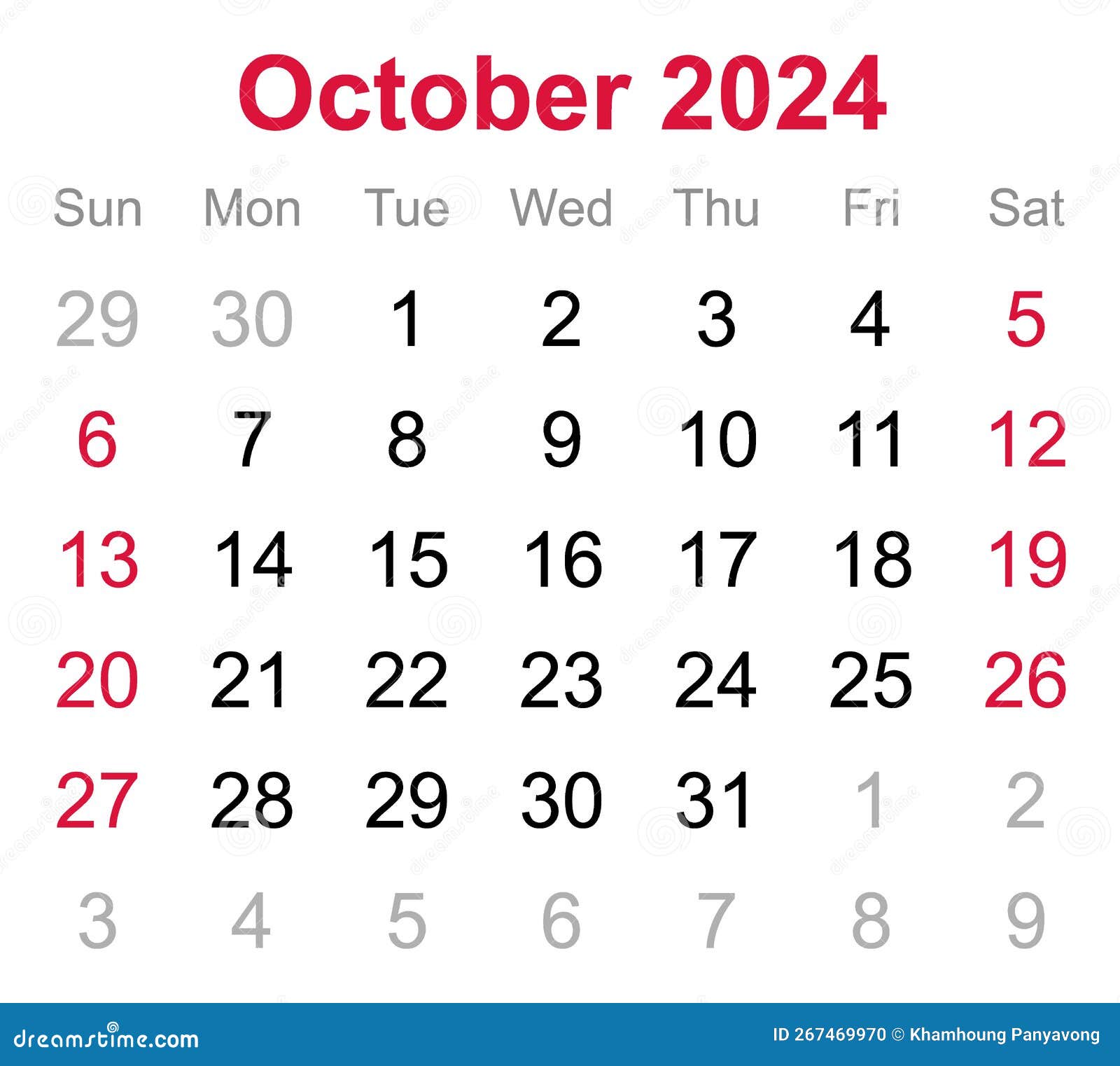 Календарь на октябрь 2025 года