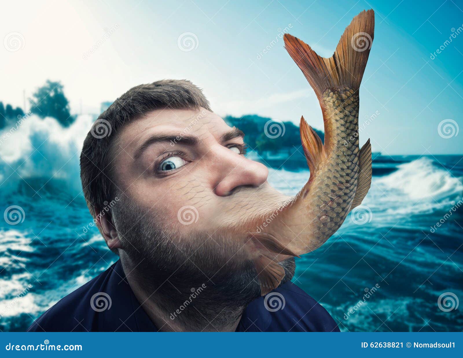 Кармическая рыба. Парень с рыбьим хвостом. Человек рыбка.