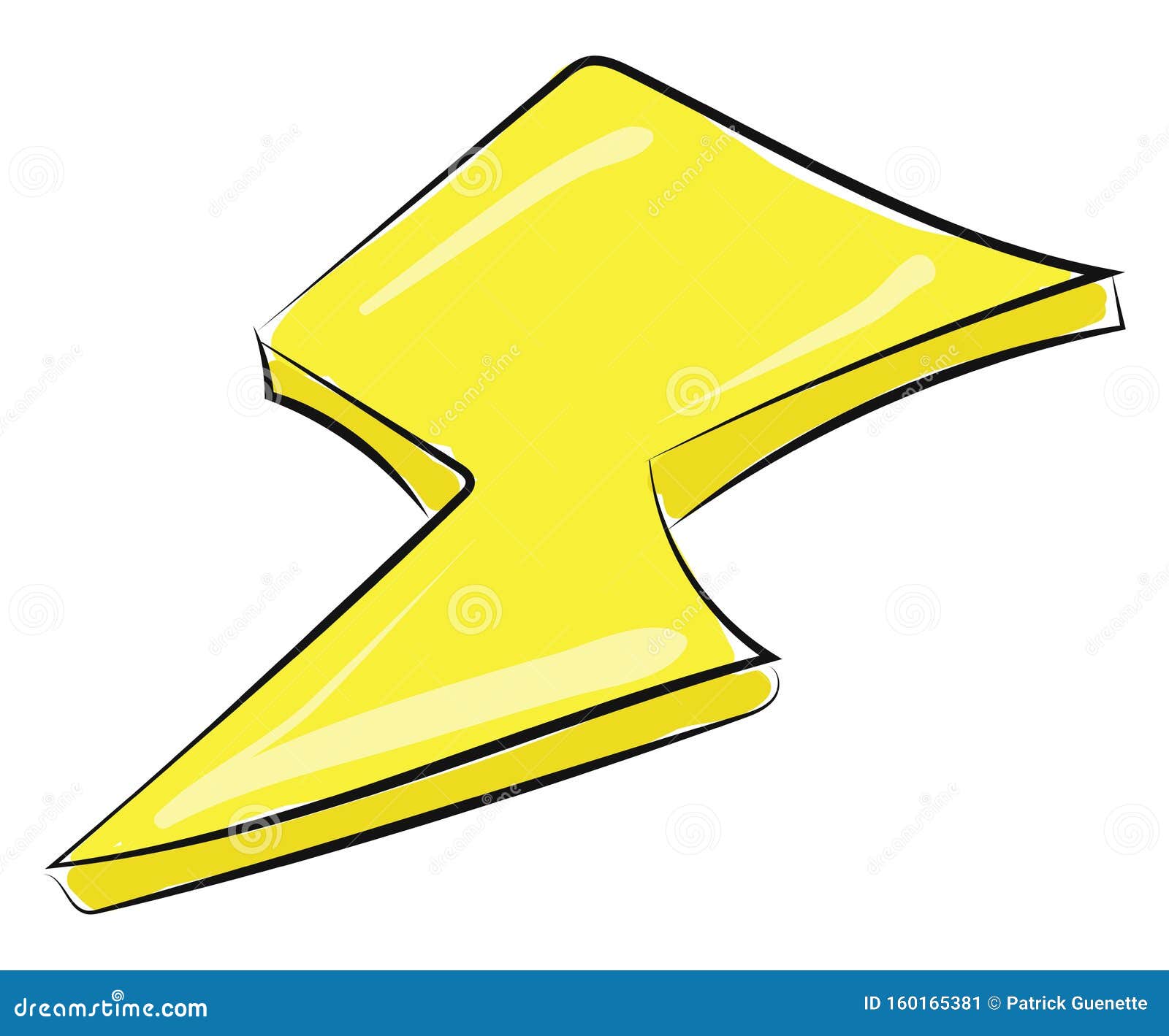 Желтая молния, векторная или цветная иллюстрация Иллюстрация вектора -  иллюстрации насчитывающей греметь, шторм: 160165381