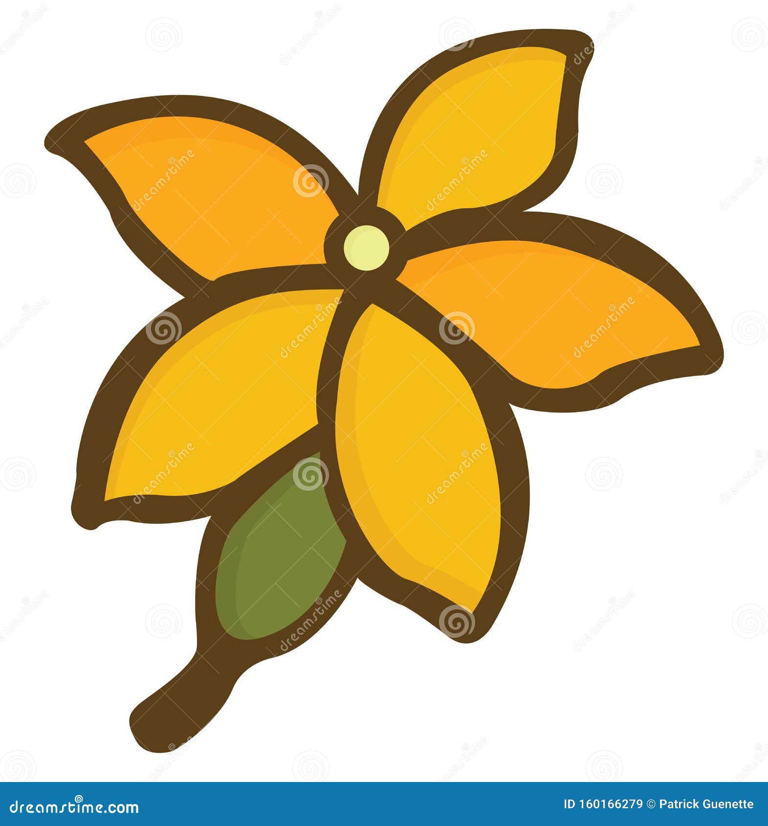 Желтый цветок, векторный или цветной рисунок Иллюстрация вектора -  иллюстрации насчитывающей лепесток, флористическо: 160166279