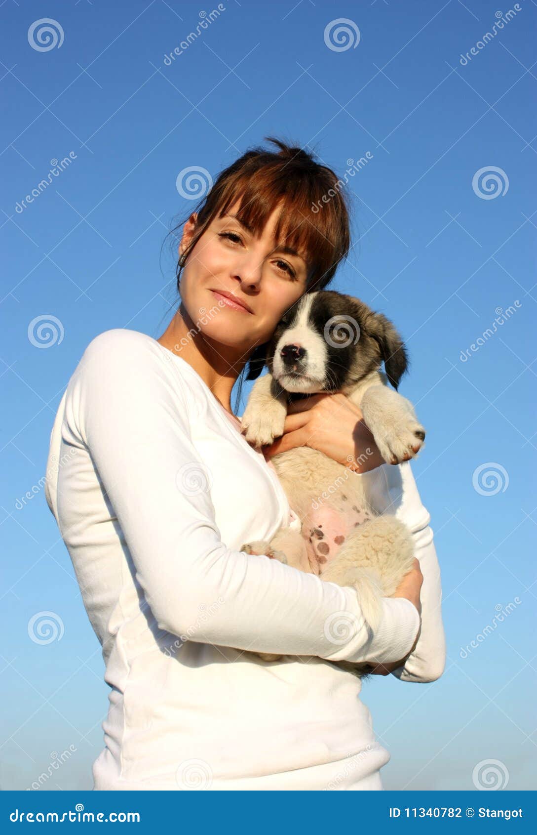 женщина собаки стоковое фото. изображение насчитывающей довольно - 11340782