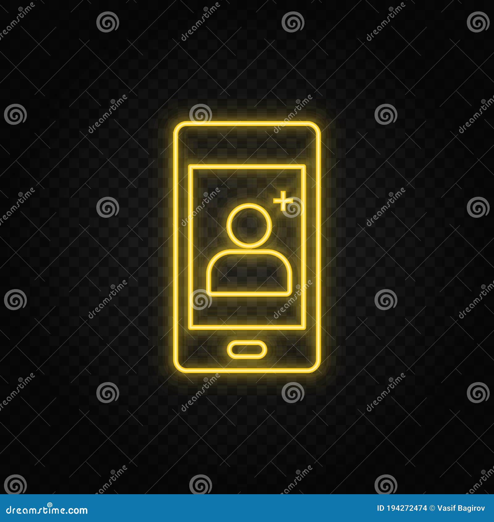 Жёлтый неон добавляет контакт контакта новый телефон значков. Прозрачный фон.  Жёлтый неон значок вектор Иллюстрация штока - иллюстрации насчитывающей  сообщение, изолировано: 194272474