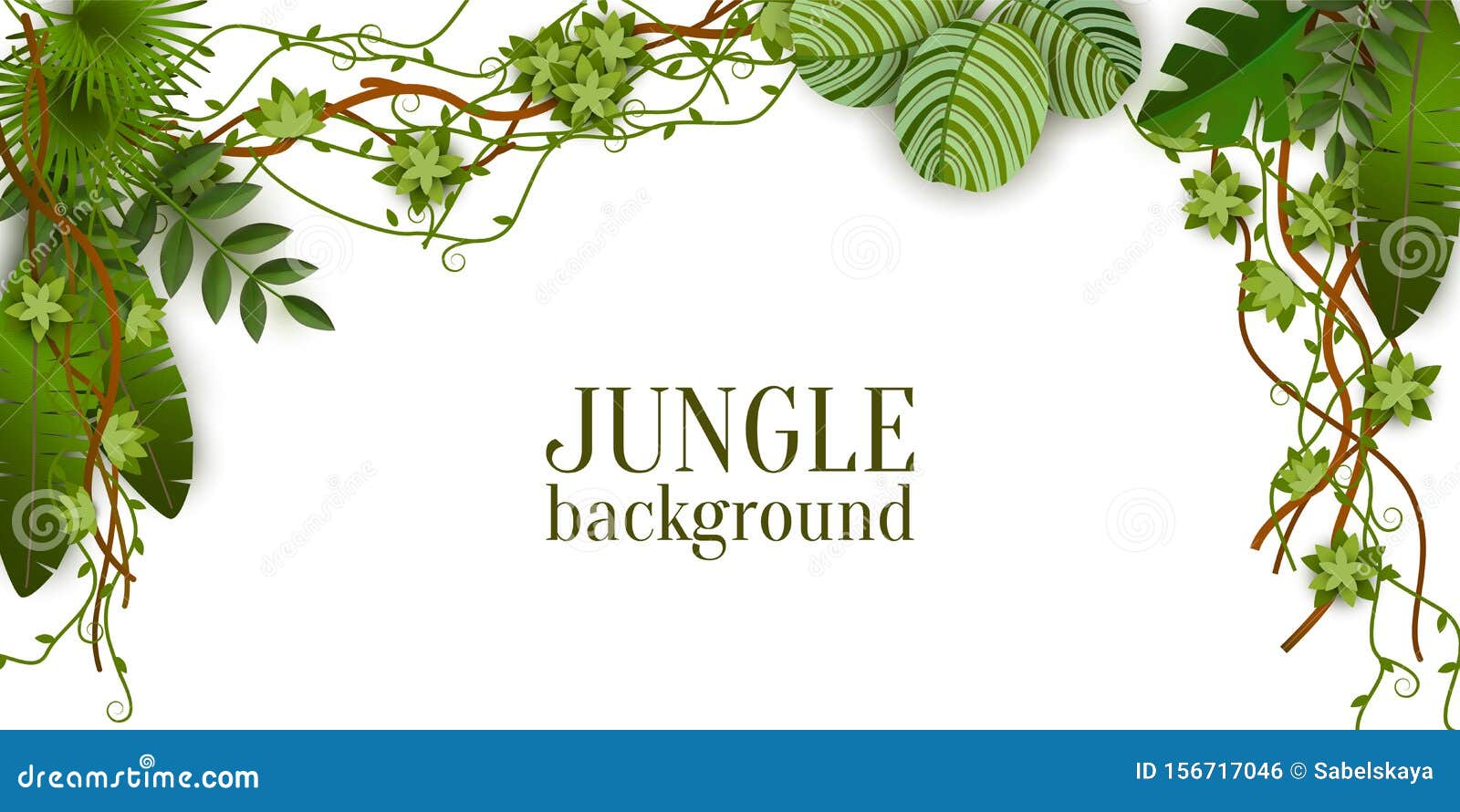 зеленые джунгли растения фон, висящие сверху, тропические экзотические  листья пальмы и лиана ветви Иллюстрация вектора - иллюстрации насчитывающей  листья, лиана: 156717046