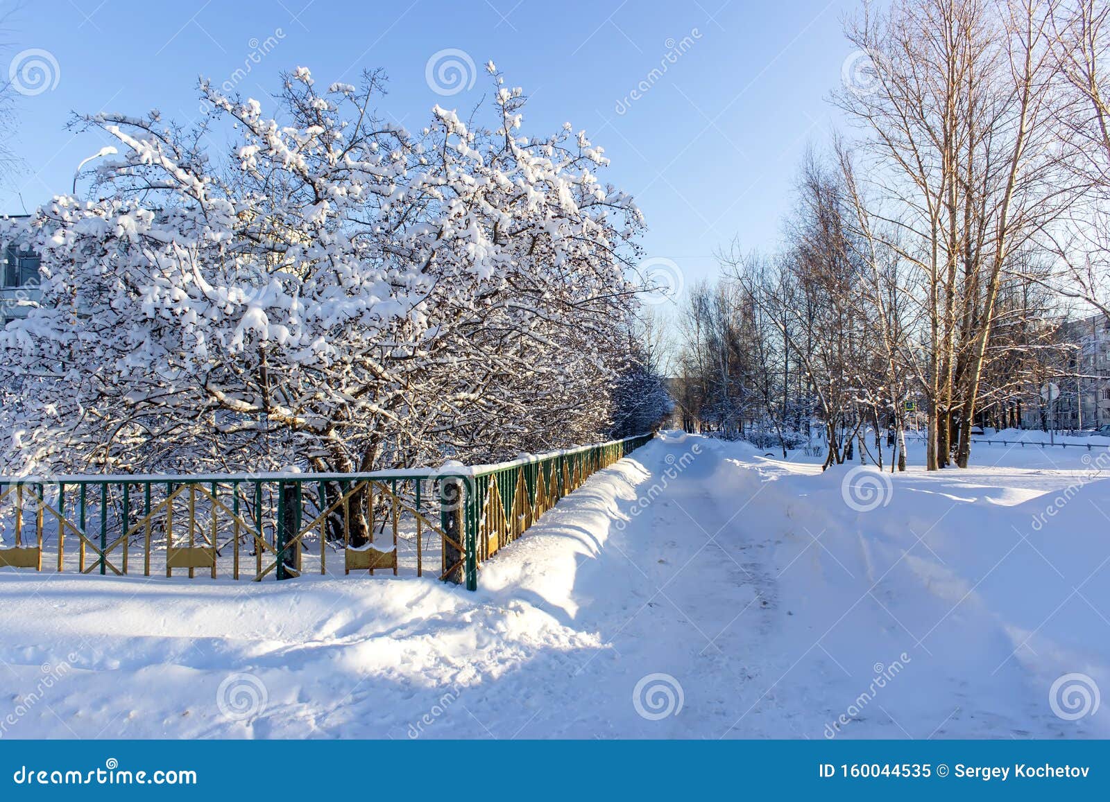 Зимнее утро на улице в солнечный день Стоковое Изображение - изображение  насчитывающей назначение, путь: 160044535